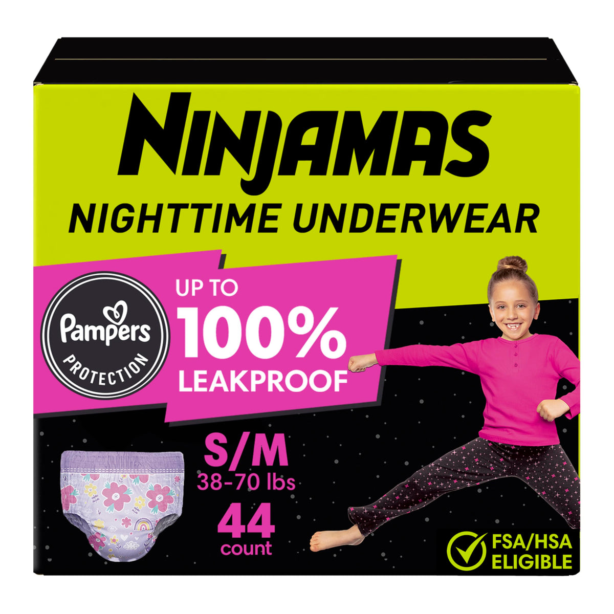 Pampers Ninjamas Nighttime Bedwetting Underwear Girls Size S/M (38-65 lbs) 44 Count (Packaging & Prints May Vary) 🍁 All In One Marketplace Canada