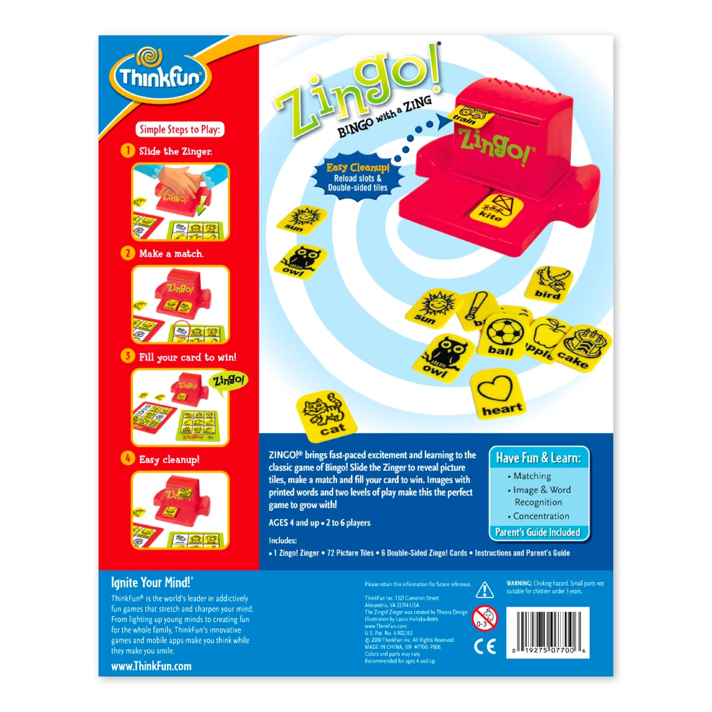 ThinkFun Zingo - Bingo with a Zing - Award-Winning Preschool Game - Encourages Language & Matching Skills Development - Fun Family Board Game for Boys and Girls Ages - 4 & Older 🍁 All In One Marketplace Canada