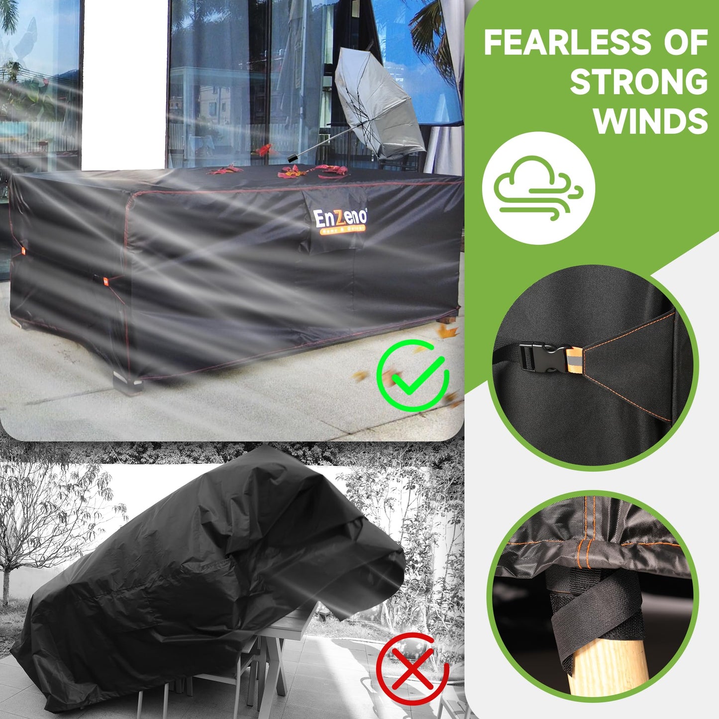 Enzeno Patio Furniture Covers Waterproof,Rectangular Outdoor Furniture Covers for Patio Table & Sofa,420D Heavy Duty Fabric Patio Set Cover with Anti-UV,No Tears(98" L x 98" W x 35" H) 🍁 All In One Marketplace Canada