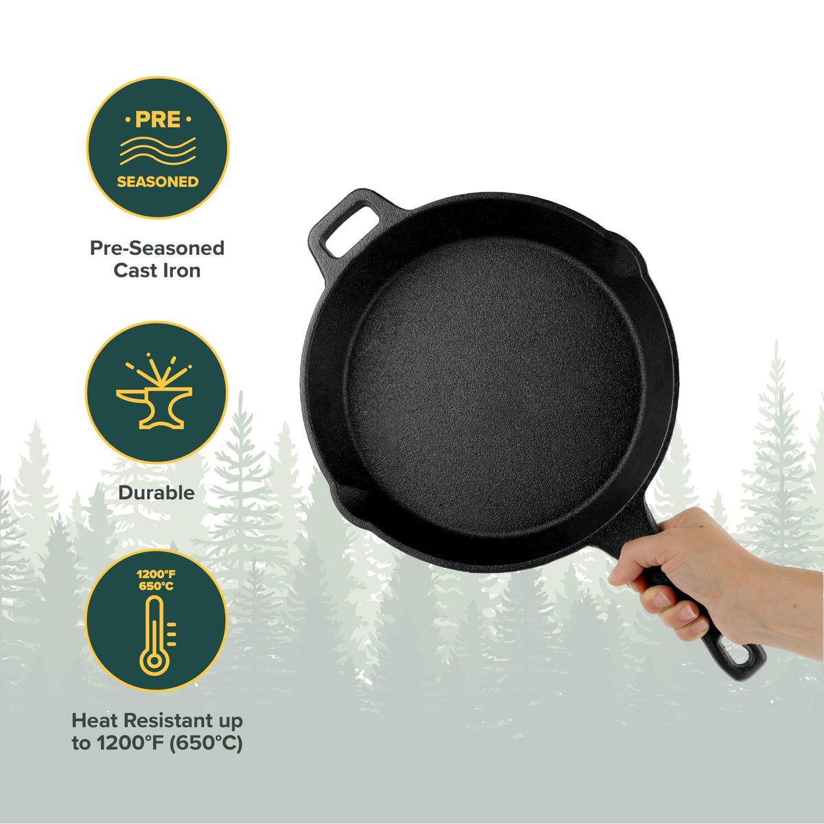 Coghlan's Cast Iron Skillet – 10.1-Inch Pre-Seasoned Frying Pan with Dual Pour Spouts & Helper Handle for Campfire Cooking, Stove, Grill, or Oven – Durable Outdoor Cookware 🍁 All In One Marketplace Canada