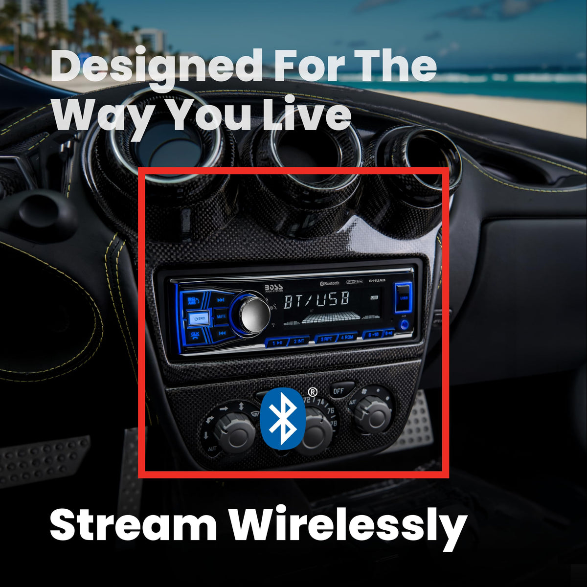BOSS Audio Systems 611UAB Car Stereo - Single Din, Bluetooth, No CD DVD Player, AM/FM Radio Receiver, Aux Input, USB 🍁 All In One Marketplace Canada