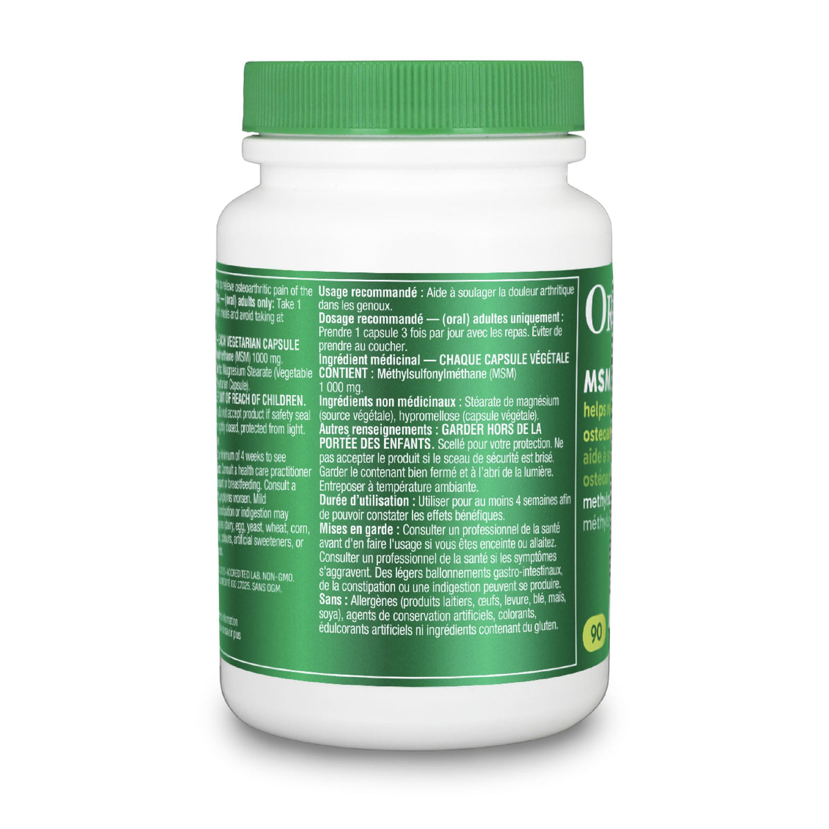 Organika MSM - Joint Support and Inflammation Relief Supplement | Supports Healthier Joints, Bones and Cartilage | Stronger Hair, Skin and Nails | Potent Antioxidant | 1,000mg of MSM - 90 vcaps 🍁 All In One Marketplace Canada