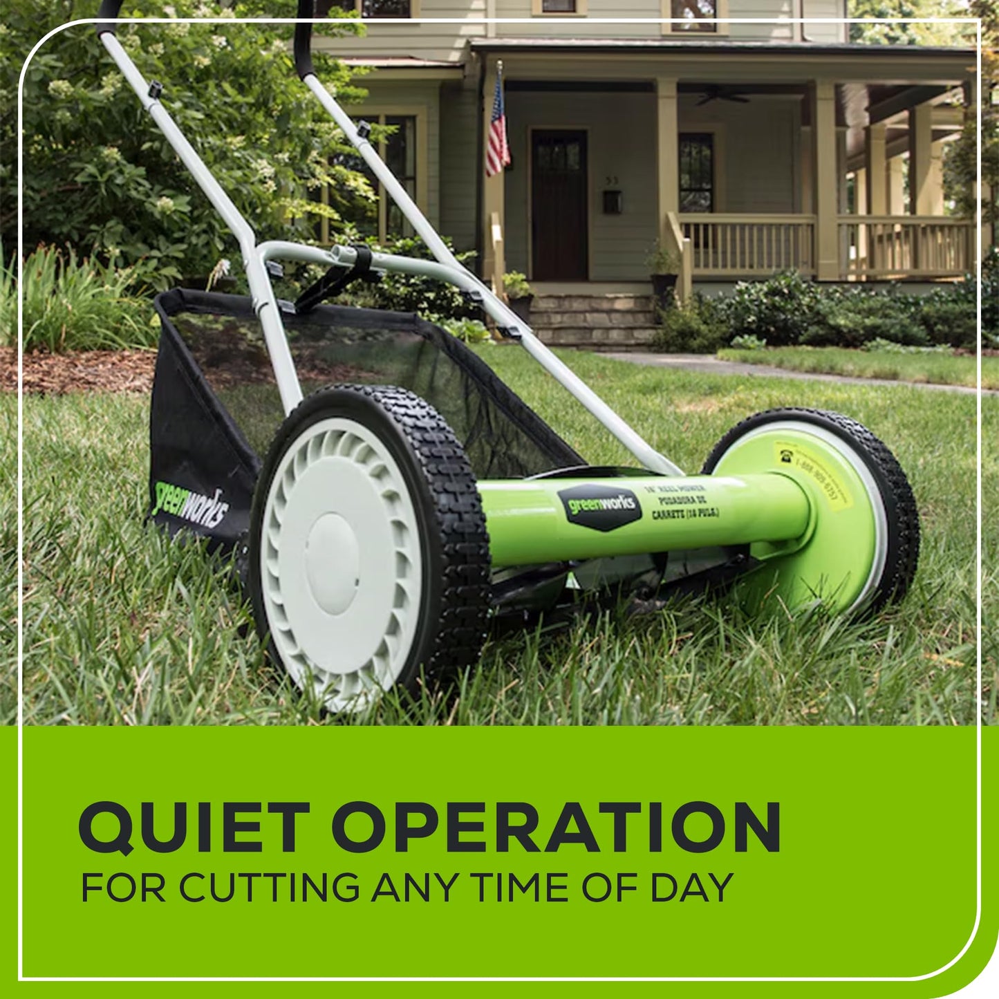 Greenworks 16-Inch Reel Lawn Mower with Grass Catcher 25052,Black/Green, 47" D x 22" W x 29.75" H 🍁 All In One Marketplace Canada