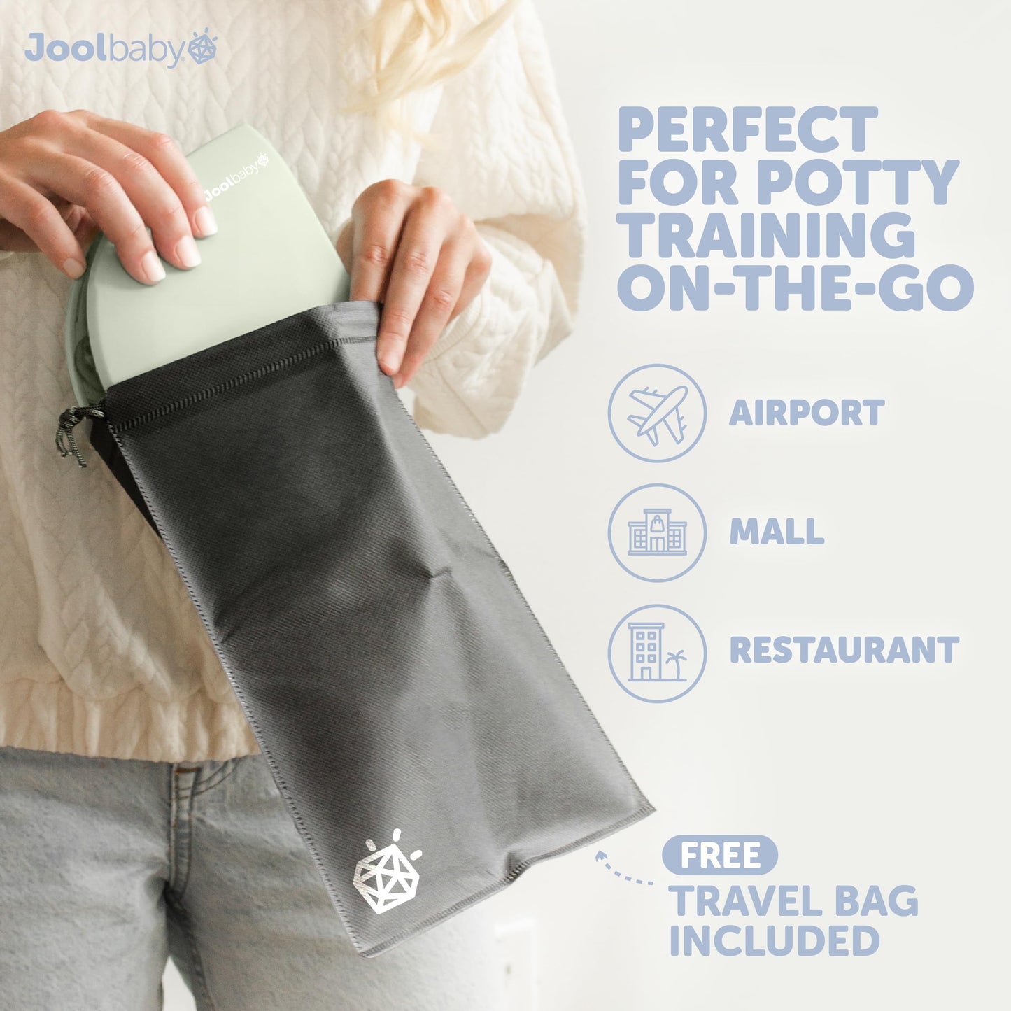 Jool Baby Folding Travel Potty Training Seat for Toddlers, Fits Round & Oval Toilets, Non-Slip Suction Cups, Includes Free Travel Bag (Sage) 🍁 All In One Marketplace Canada