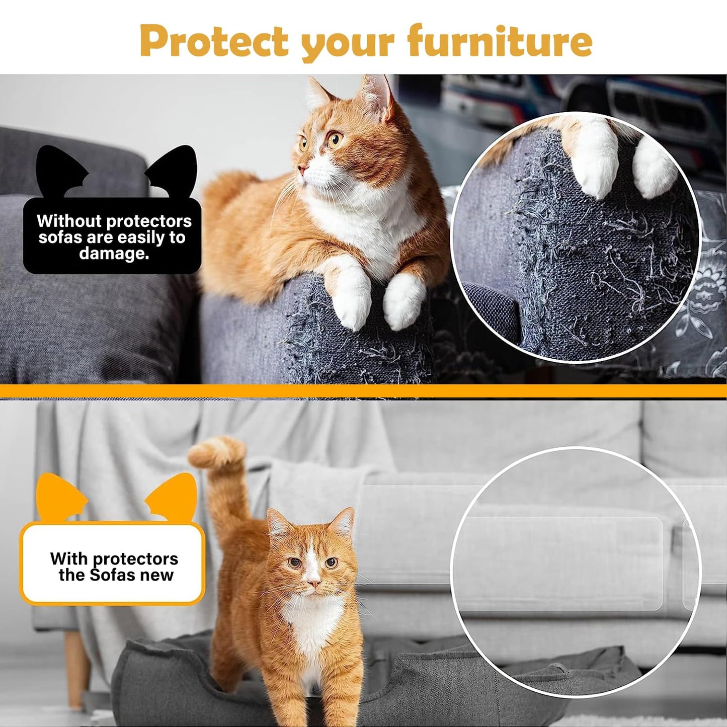 Cat Scratch Protector 11.8" x 118" Self-Adhesive Single Side Furniture Protectors from Cats Scratch, Cat Couch Scratch Protector, Transparent DIY Cutting Anti Scratch Furniture Protector 🍁 All In One Marketplace Canada
