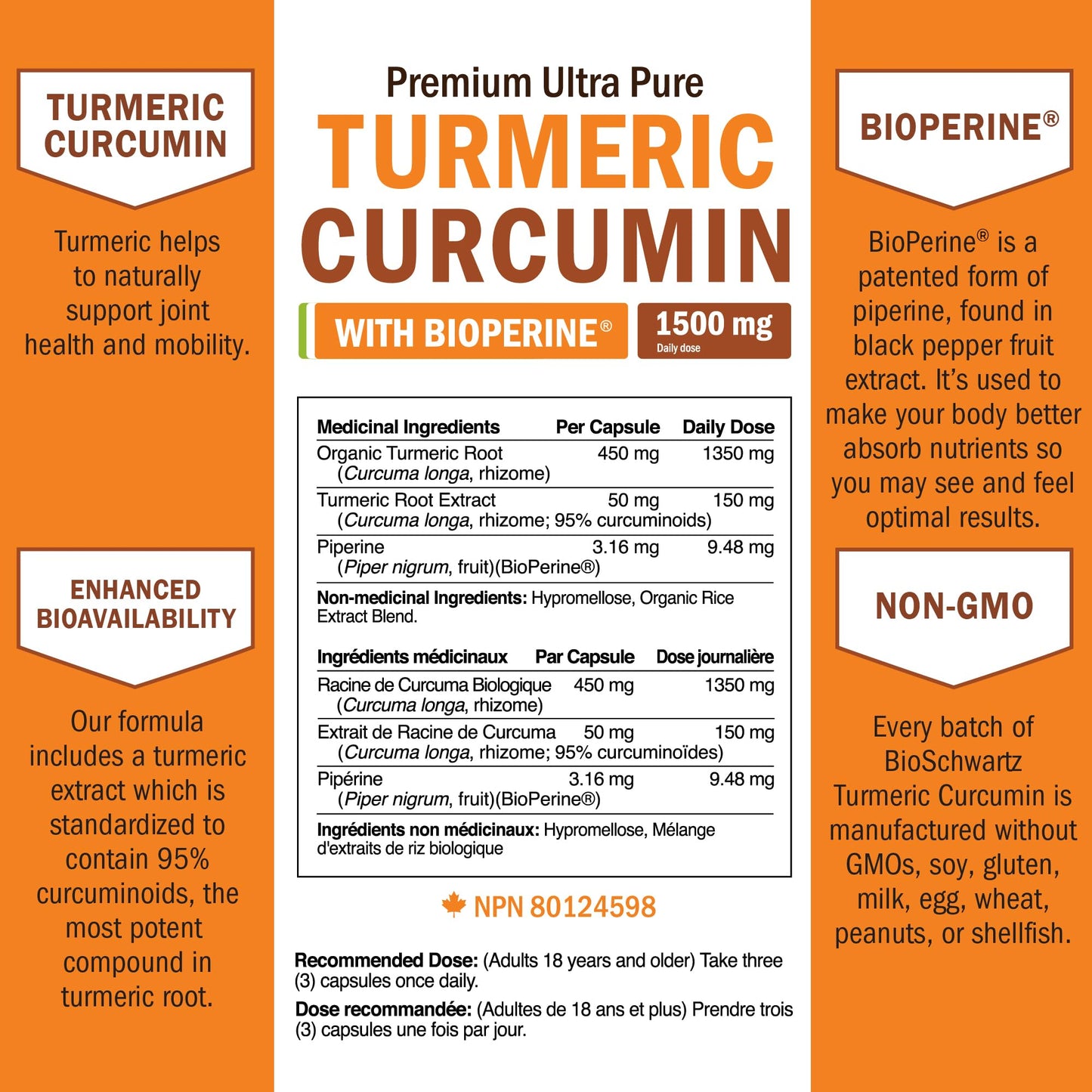 Turmeric Curcumin 1500mg | Turmeric Supplements + Black Pepper | Joint Pain Relief & Anti Inflammatory Pills | High Potency Curcumin Supplements with Black Pepper | Non-GMO, Gluten-Free | 90 Ct 🍁 All In One Marketplace Canada