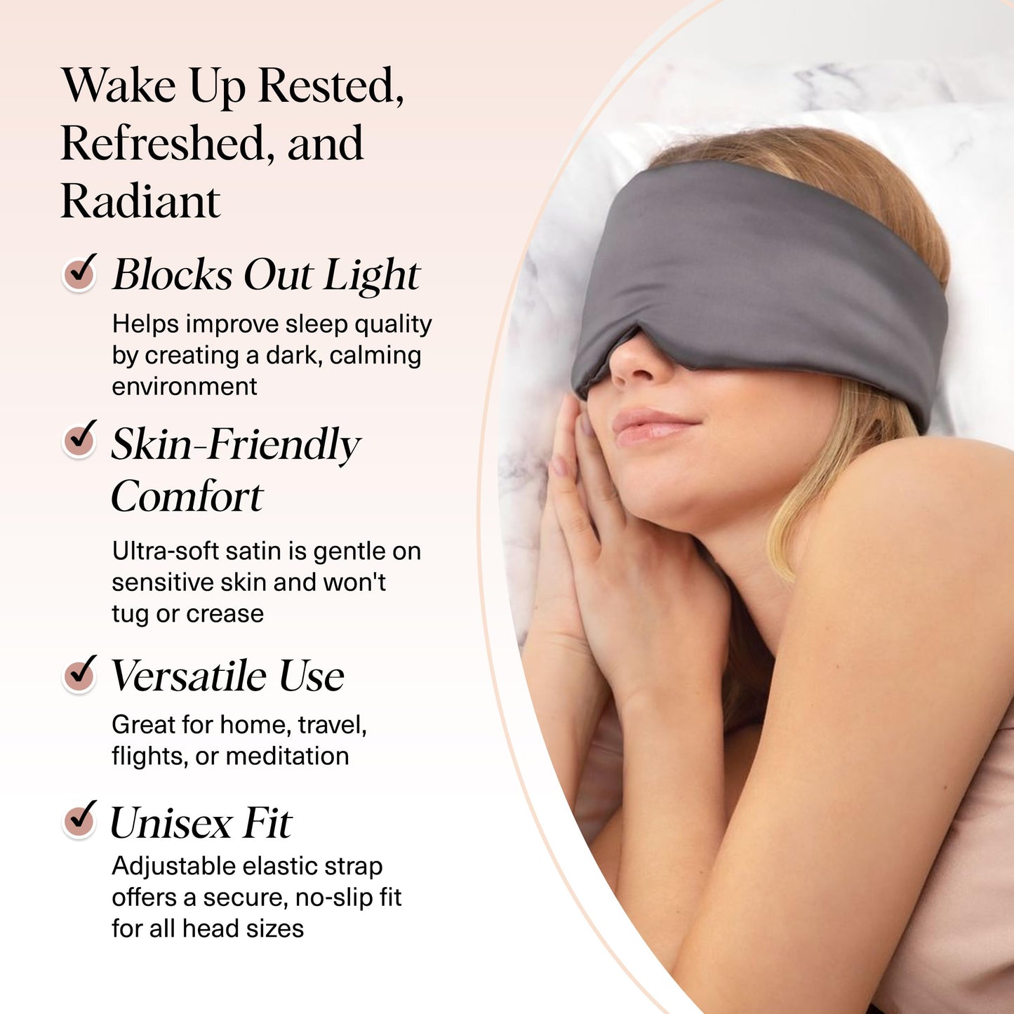 Kitsch Satin Sleep Mask - Eye Masks for Sleep, Softer Than Silk Satin Sleeping Mask Blindfold and Sleep Masks for Women and Men, Eye Care Travel Essentials - Charcoal Black 🍁 All In One Marketplace Canada