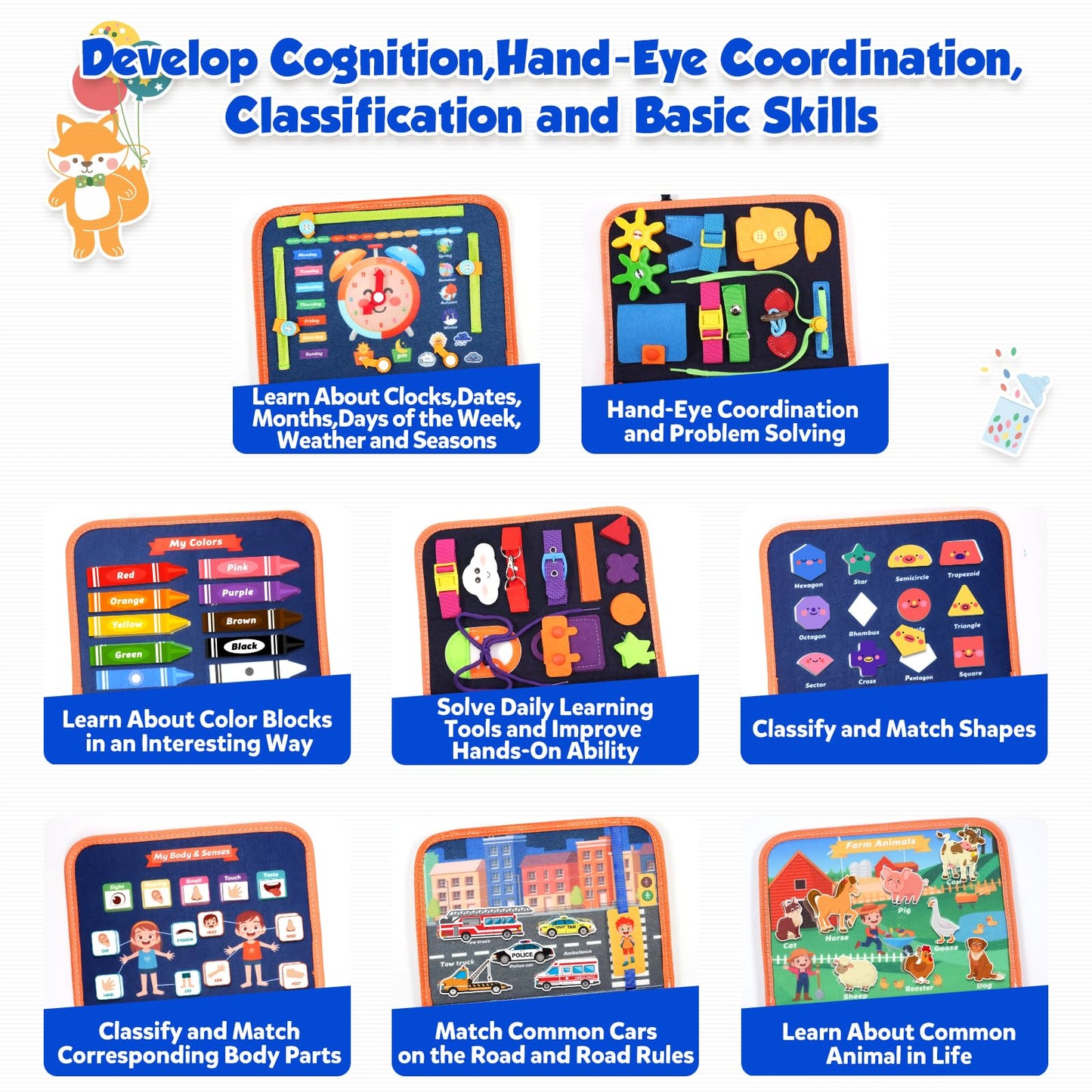 ZOOI Toddler Toys Busy Board - Montessori Toys for 1-5 Year Old Boy Girl Birthday Gifts for Kids, Sensory Toys Baby Essentials, Busy Book for Toddlers 1-5 Year Old, Airplane Activities Toys Gifts 🍁 All In One Marketplace Canada