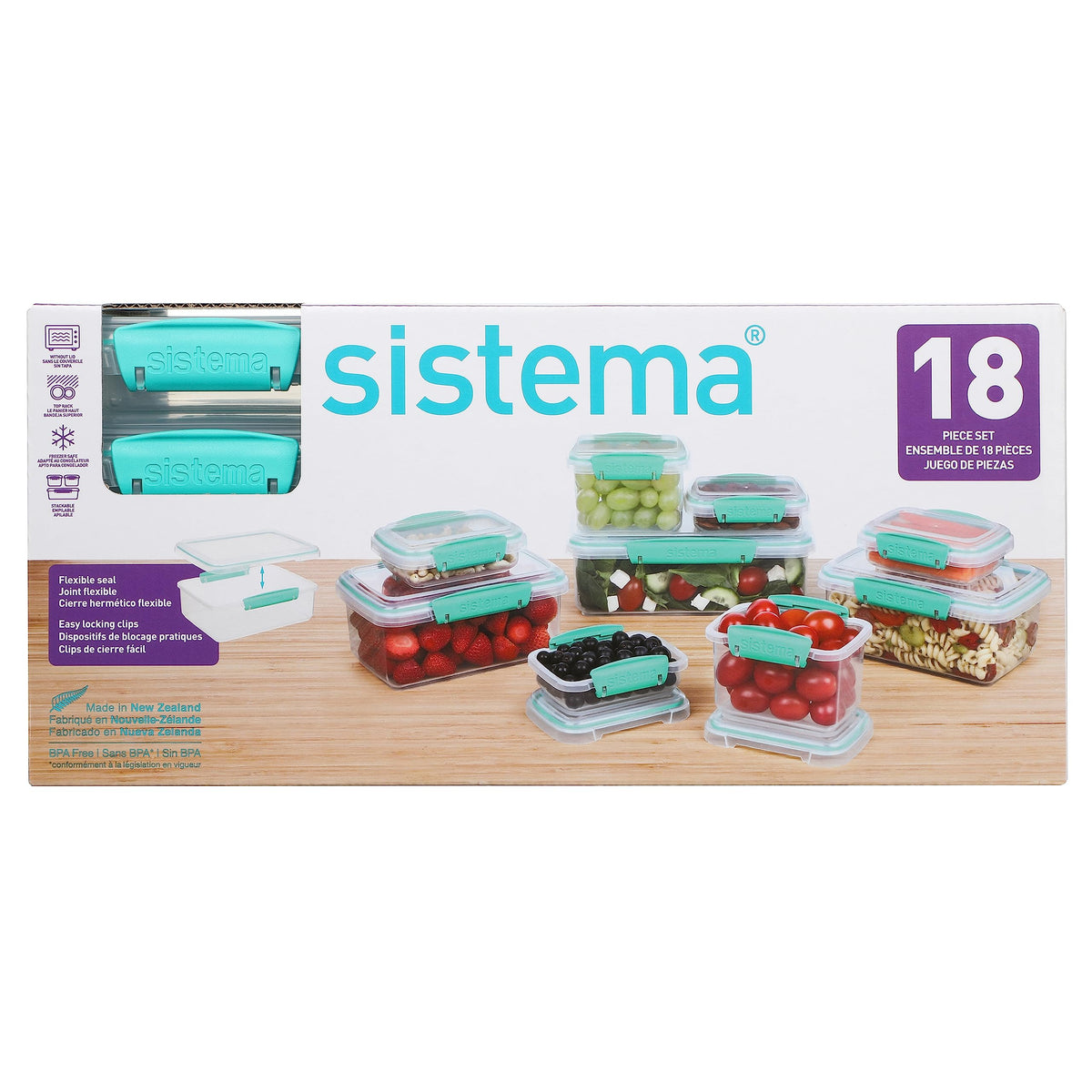 Sistema Food Storage Containers with Lids for Lunch, Meal Prep and Leftovers, Dishwasher Safe, BPA-Free, Teal, 18 Piece Set 🍁 All In One Marketplace Canada