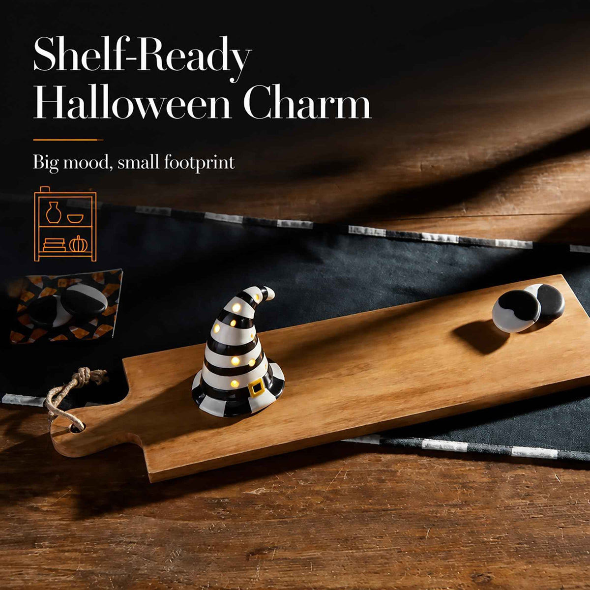 Mud Pie Halloween LED Light Up Sitter, Witch Hat