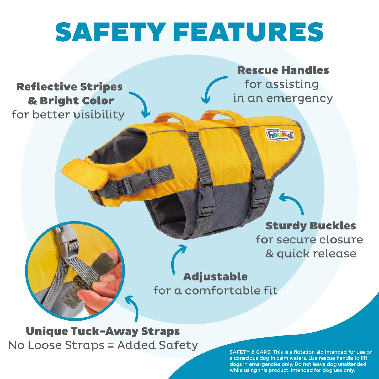 Outward Hound Granby Splash Dog Life Jacket with Handle, Reflective Floating Vest for Swimming & Boating, Maximum Buoyancy, All Skill Levels, Large Dogs (28–32" Girth), Yellow, Large 🍁 All In One Marketplace Canada