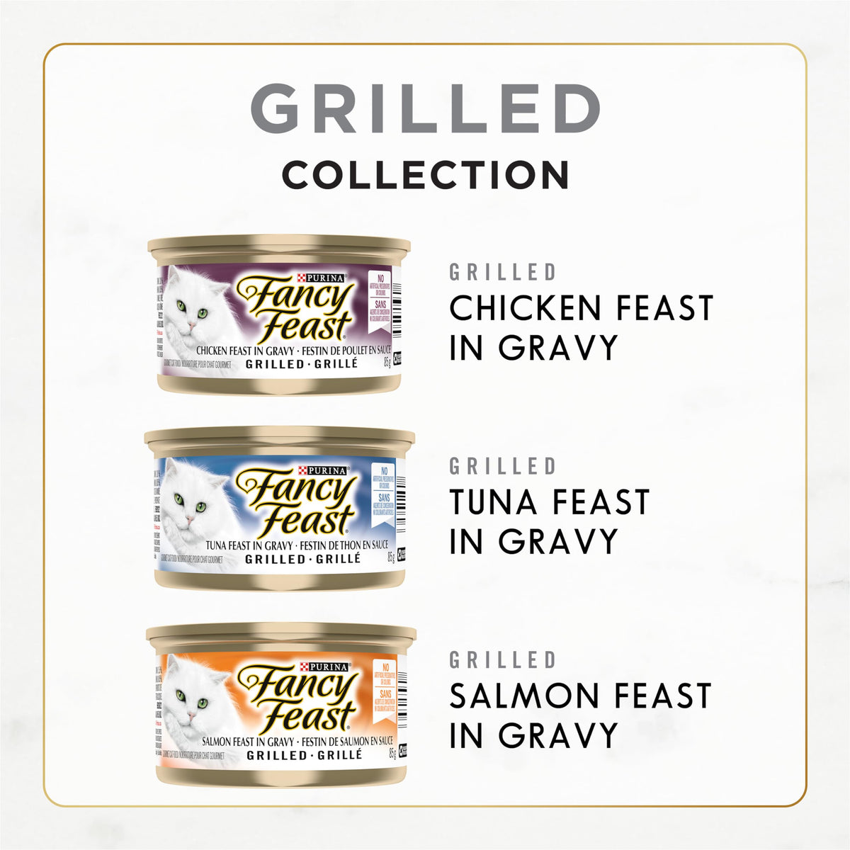 Fancy Feast Grilled Wet Cat Food, in Gravy Variety Pack 3 Flavours - 85 g Can (24 Pack) 🍁 All In One Marketplace Canada