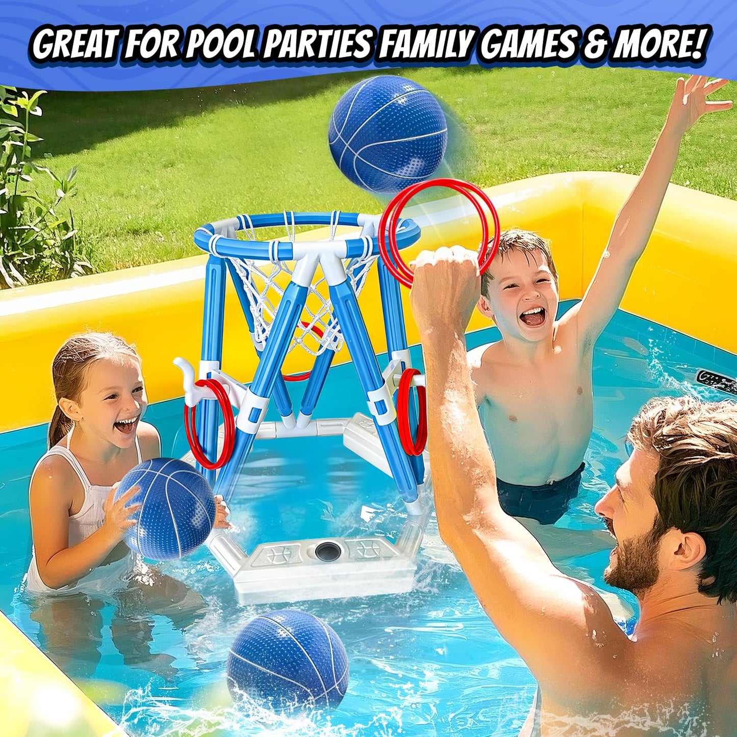 Pool Basketball Hoop Toys, Inflatable Water Basketball Game Pool, Pool Floaties Basketball Hoop Toy Outdoor Toys for Kids Boys Aged 4-18 and Adults (L) 🍁 All In One Marketplace Canada