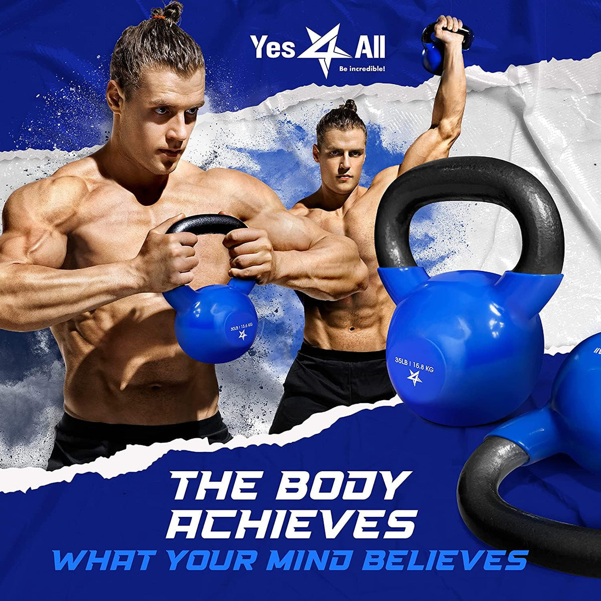 Yes4All Vinyl Coated Kettlebell Weights – Great for Full Body Workout and Strength Training – Vinyl Kettlebell 25 lbs 🍁 All In One Marketplace Canada
