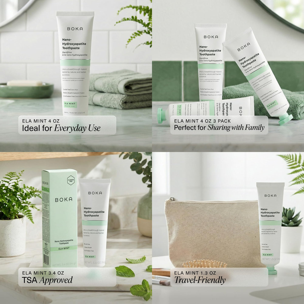 Boka Fluoride Free Toothpaste, Nano Hydroxyapatite Toothpaste, Appropriate for Sensitive Teeth - for Adult Oral Care - Ela Mint Flavor, 4 Fl Oz (113g) 1Pk 🍁 All In One Marketplace Canada