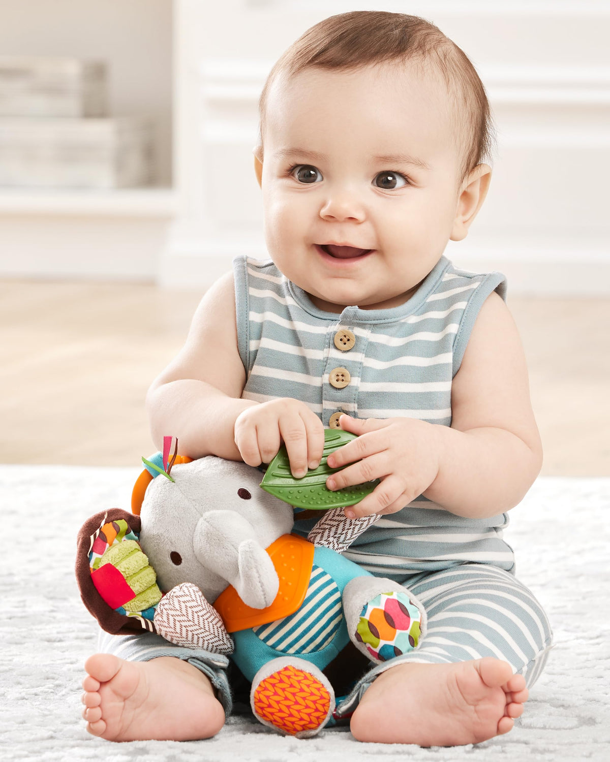 Skip Hop Bandana Buddies Baby Activity and Teething Toy with Multi-Sensory Rattle and Textures, Elephant 🍁 All In One Marketplace Canada