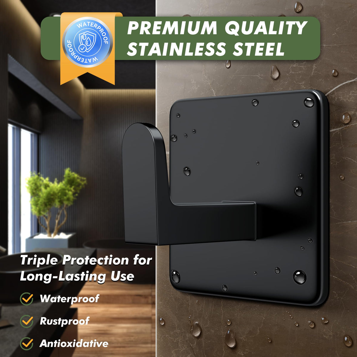 Auxmir Self Adhesive Hooks for Coat Towel, 7KG Heavy Duty Towel Hooks Stick on Wall and Door, 5 Pack Stainless Steel Waterproof Rustproof Wall Hanger for Bathroom Kitchen Office Shower 🍁 All In One Marketplace Canada