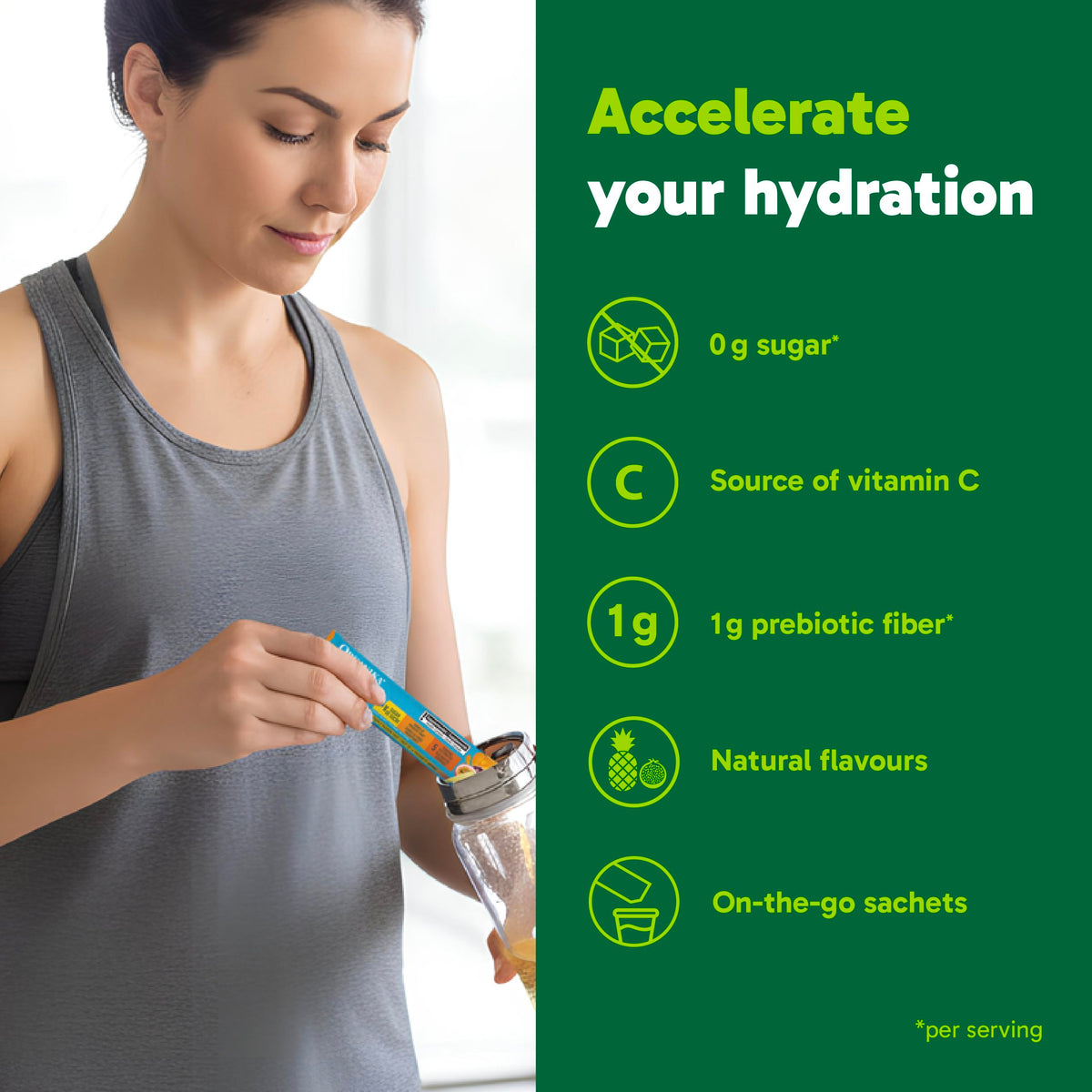 Organika Canadian-Made Electrolytes Powder with Vitamin C & Prebiotic Fibre - Sugar-Free Hydration Drink Mix - Pineapple Passionfruit - 20 Single-Serve Sachets x 3.5g 🍁 All In One Marketplace Canada