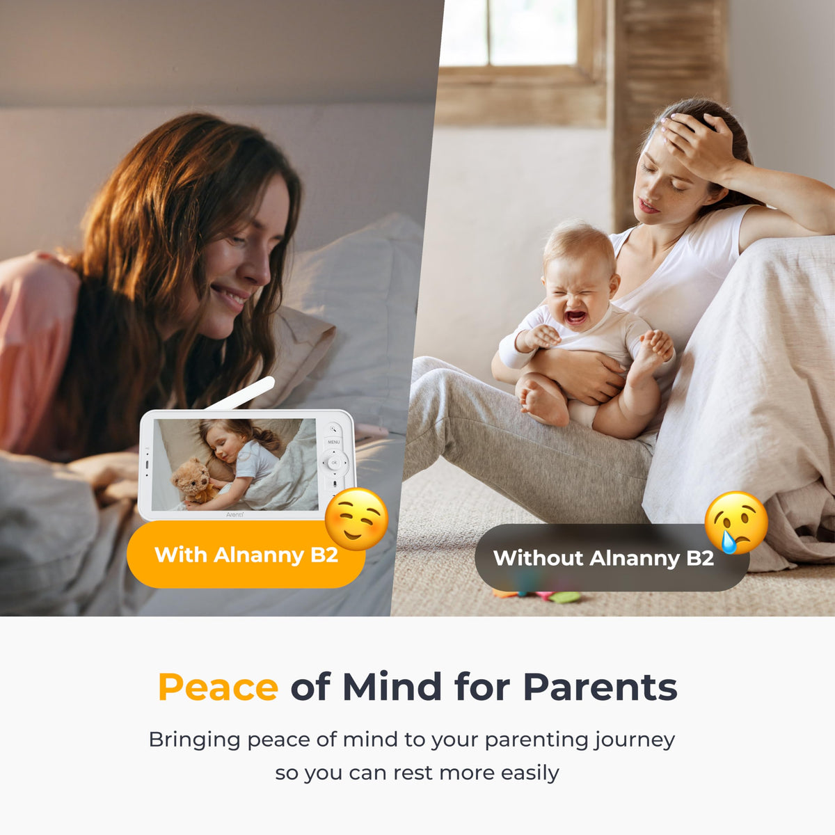 Arenti Baby Monitor 2 Cameras, Smart WiFi 6 Baby Cameras with 5-Inch Upgraded Wireless Display, 360° View, Auto-Night Vision, Temperature Sensor, Sound & Motion Detection, 2 Way Audio, VOX Mode (B2) 🍁 All In One Marketplace Canada