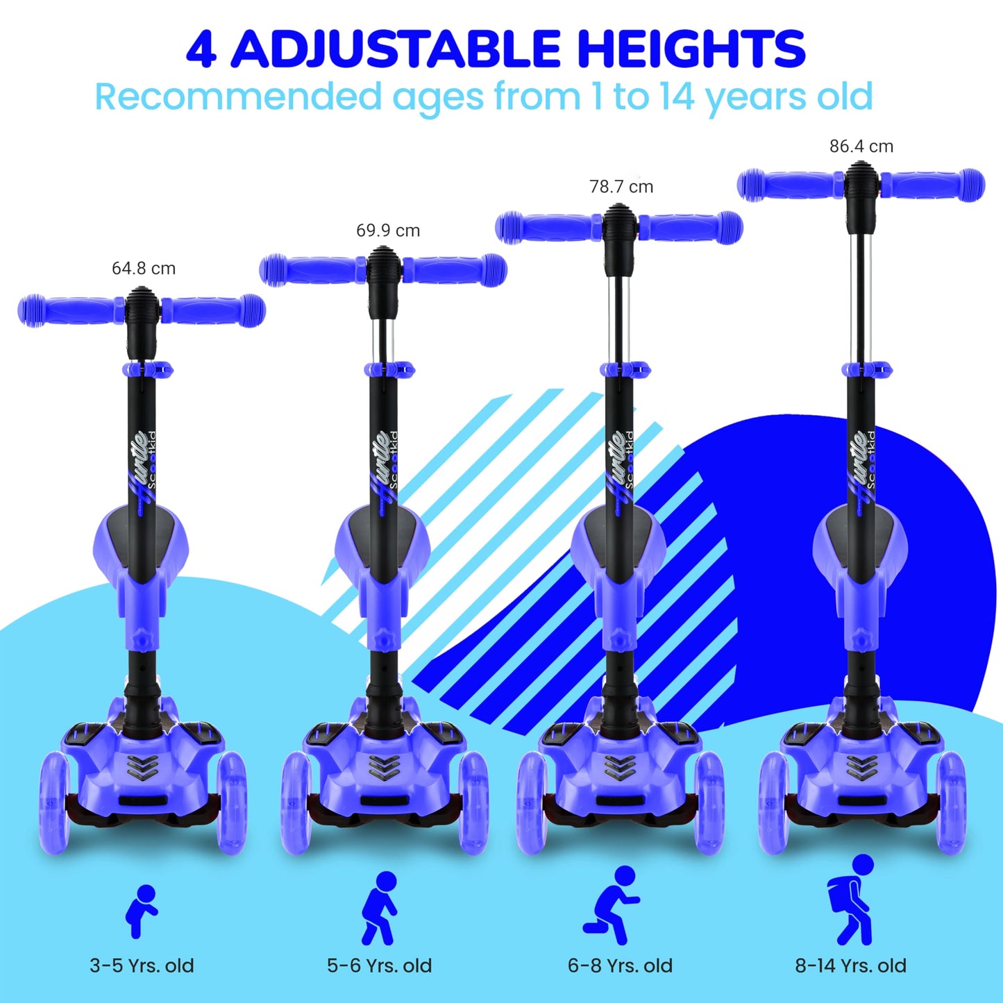 Hurtle - 3 Wheel Foldable Kick Scooter for Kids & Toddlers (Blue CA) 🍁 All In One Marketplace Canada