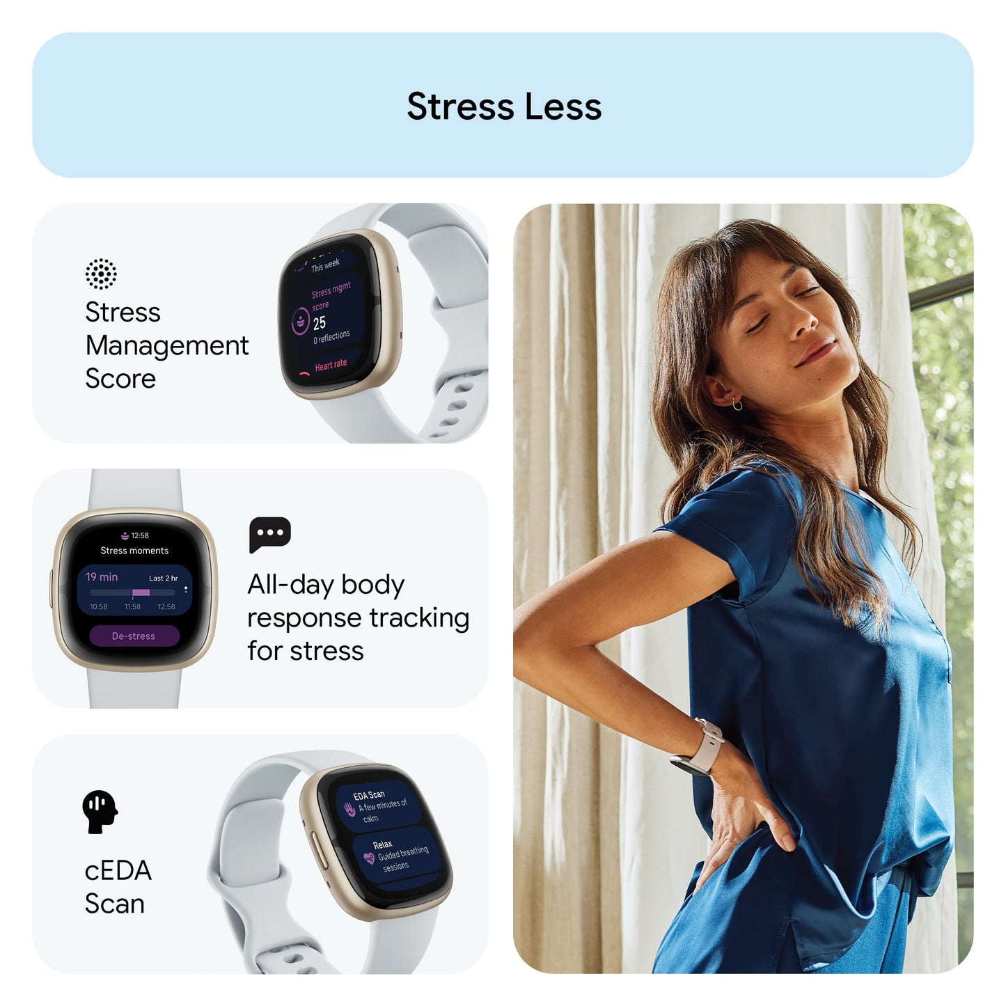 Google Fitbit Sense 2 - Health & Fitness Smartwatch - Blue Mist/Pale Gold 🍁 All In One Marketplace Canada
