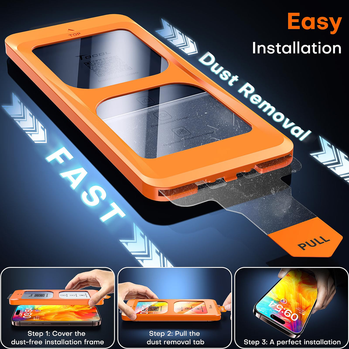 TOCOL 2 Pack for iPhone 16 Pro Screen Protector [Instant Installation][Auto-Dust Removal][HD Clear], Unbreakable 9H+Hardness Shatterproof Tempered Glass [Bubble Proof] 🍁 All In One Marketplace Canada