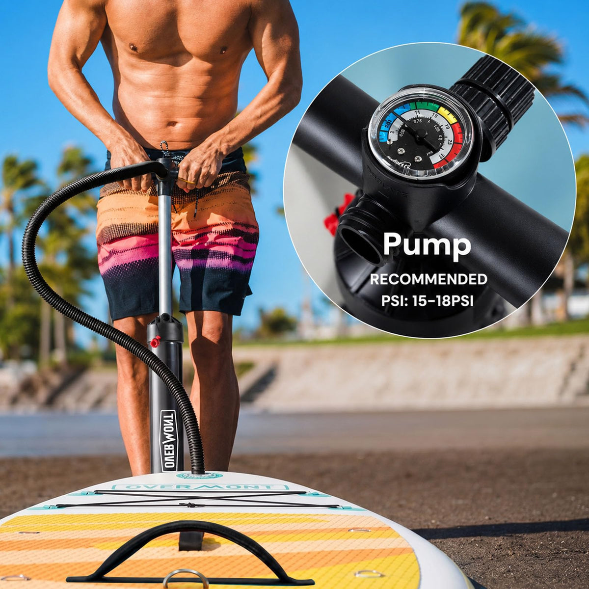 Overmont Inflatable Paddle Board 10'7" x 33" x 6", Extra Wide SUP for Adults & Beginners, 350 lb Stand Up Paddle Board with Adjustable Paddle, Pump, 3 Fins, Leash, Backpack & Repair Kit 🍁 All In One Marketplace Canada