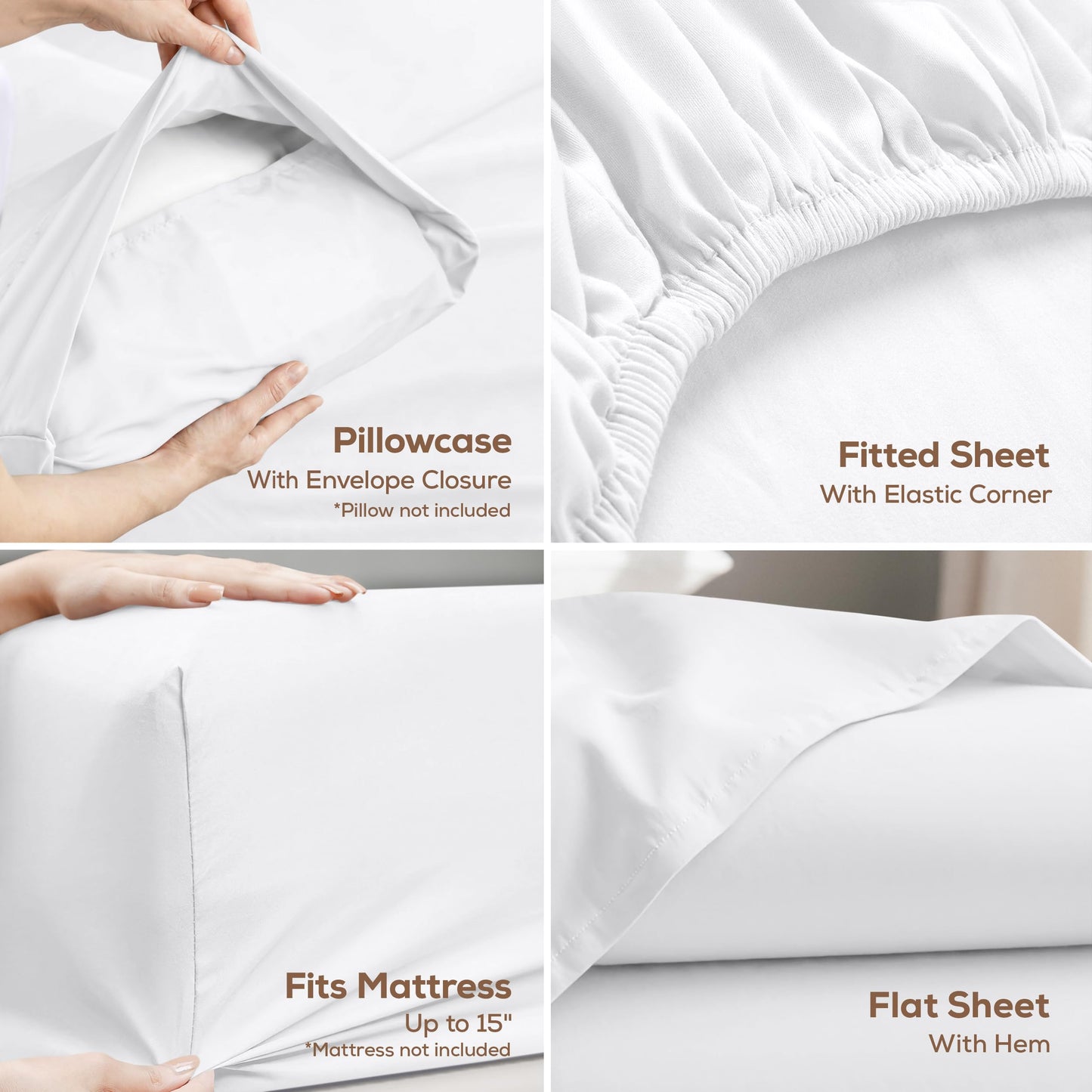 Utopia Bedding King Bed Sheets - 4 Piece King Size Cooling Sheet Set - Hotel Luxury Soft Breathable Microfiber, Oeko-TEX, Deep Pocket Easy Fit & Care, Fade & Wrinkle Resistant, White 🍁 All In One Marketplace Canada