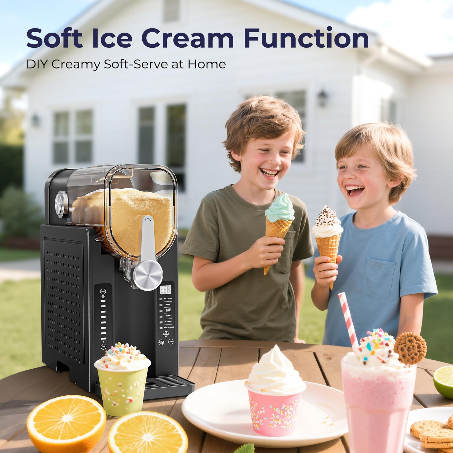 Slushie Machine, No Ice Needed Slushy Maker for Home, Real-Time Temp Display, Frozen Drink Maker with 6 Preset Programs for Ice Cream, Frappés, Milk Shake and More, Black, 1 Pack+3Modes 🍁 All In One Marketplace Canada
