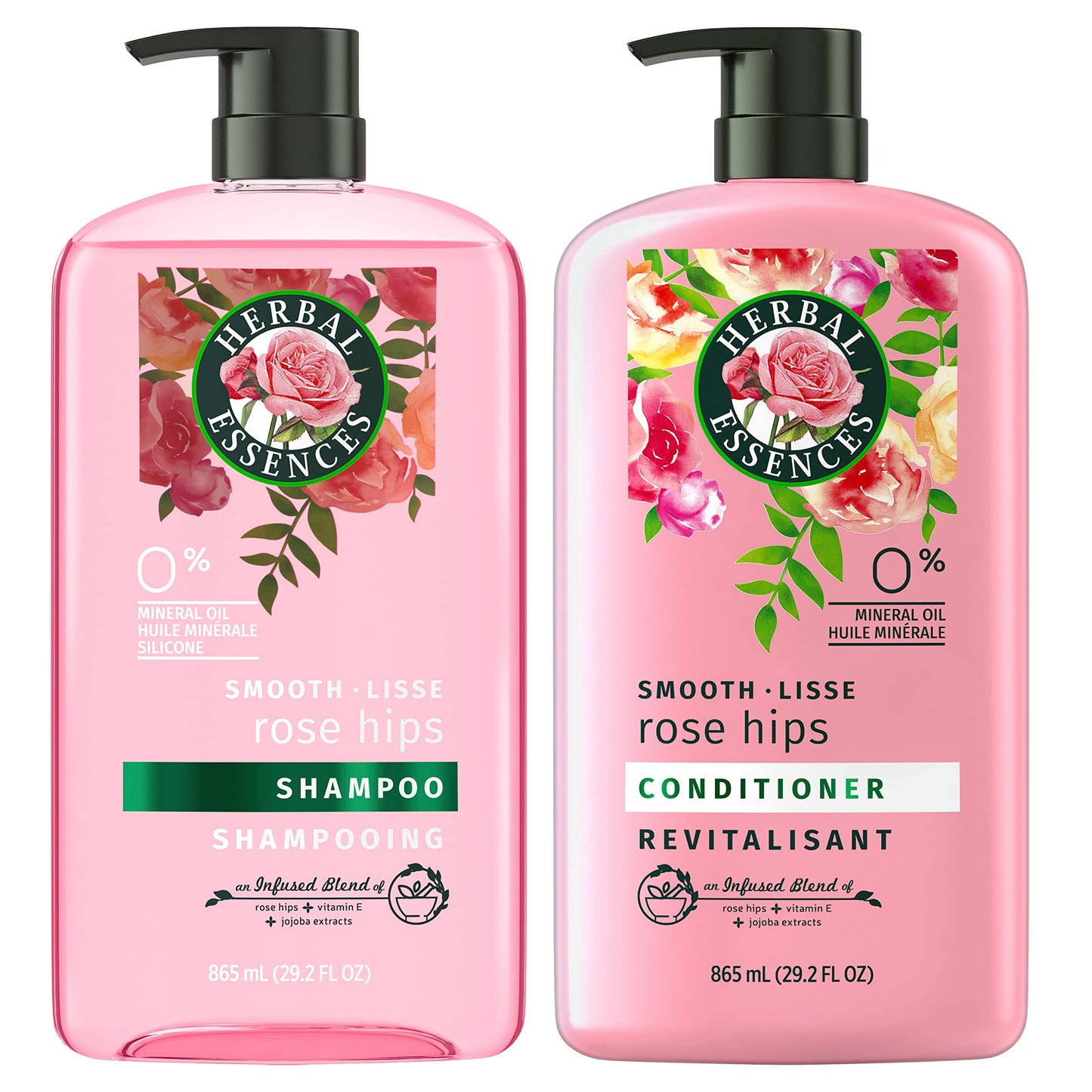 Herbal Essences Shampoo & Conditioner Set, Smooth Collection, Paraben-Free, Color-Safe, with Rose Hips & Vitamin E, 1.73 L Total (2 Count of 865 mL Each) 🍁 All In One Marketplace Canada