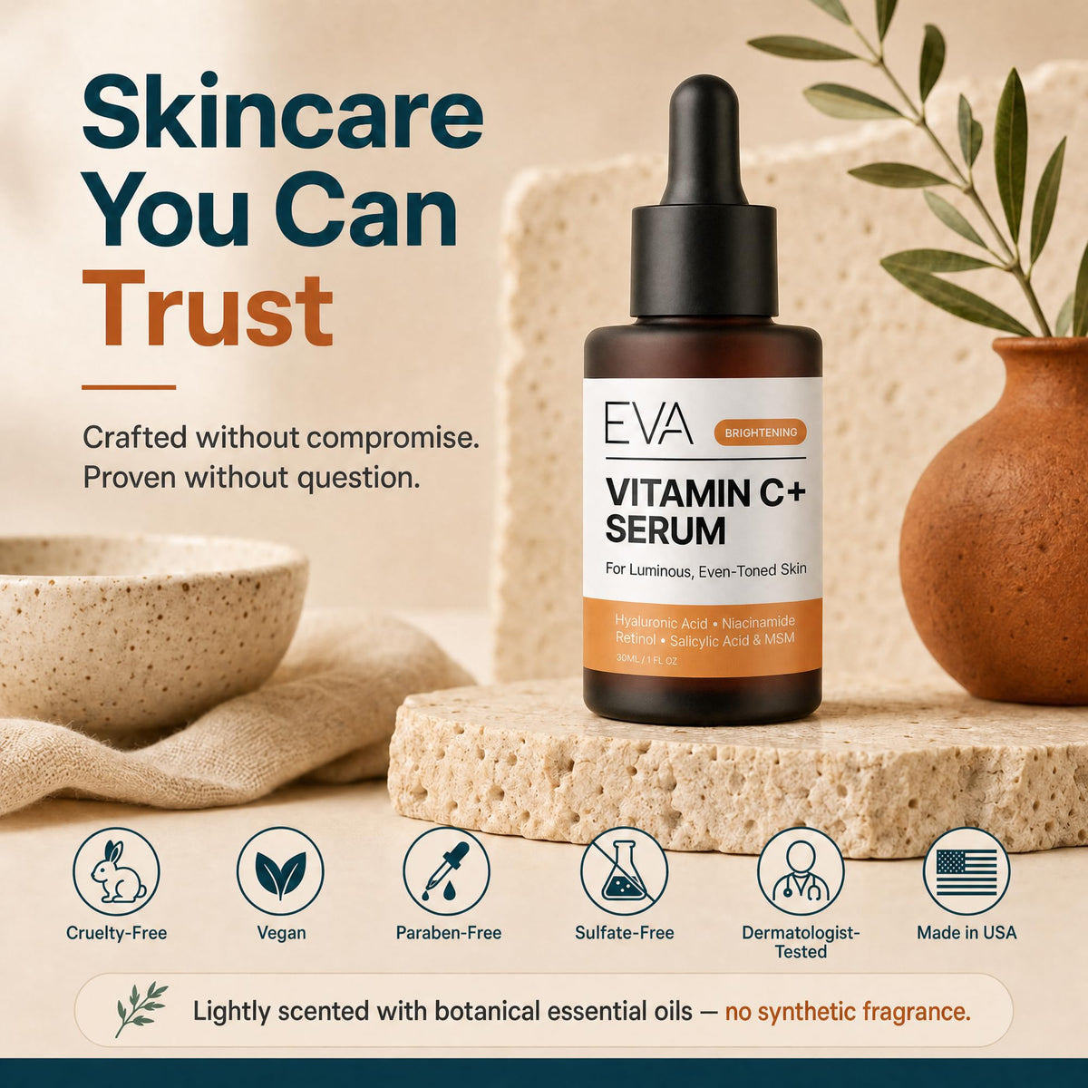 Eva Naturals Vitamin C+ Serum for Face – Anti Aging Facial Serum with Retinol, Salicylic Acid, Niacinamide & Hyaluronic Acid – Dark Spot, Fine Line & Wrinkle Support for Radiant Skin 🍁 All In One Marketplace Canada