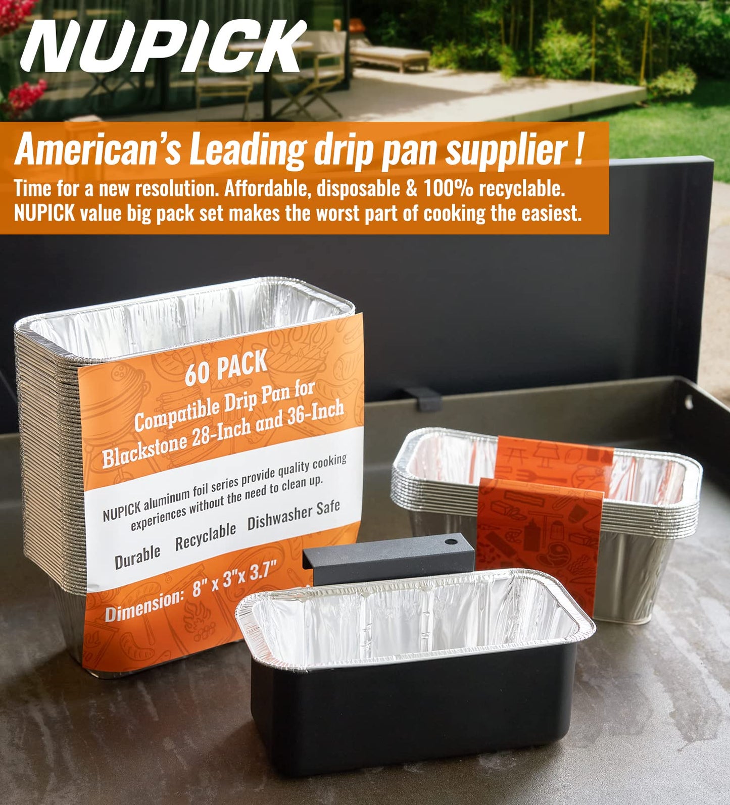 NUPICK 40 Pack Grease Cup Liners for Blackstone 17"/28"/36" Griddle, Drip Pan Liners for Blackstone 5017, Disposable Aluminum Foil Drip Pan Liner 🍁 All In One Marketplace Canada