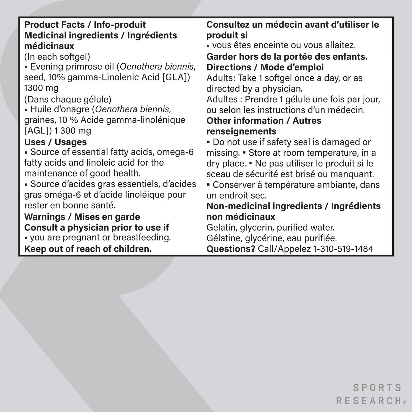 Sports Research® Evening Primrose Oil with GLA - Cold Pressed Primrose Oil supporting Women's Health - Hexane Free · Non-GMO · Gluten Free - 120 Count Softgels 🍁 All In One Marketplace Canada