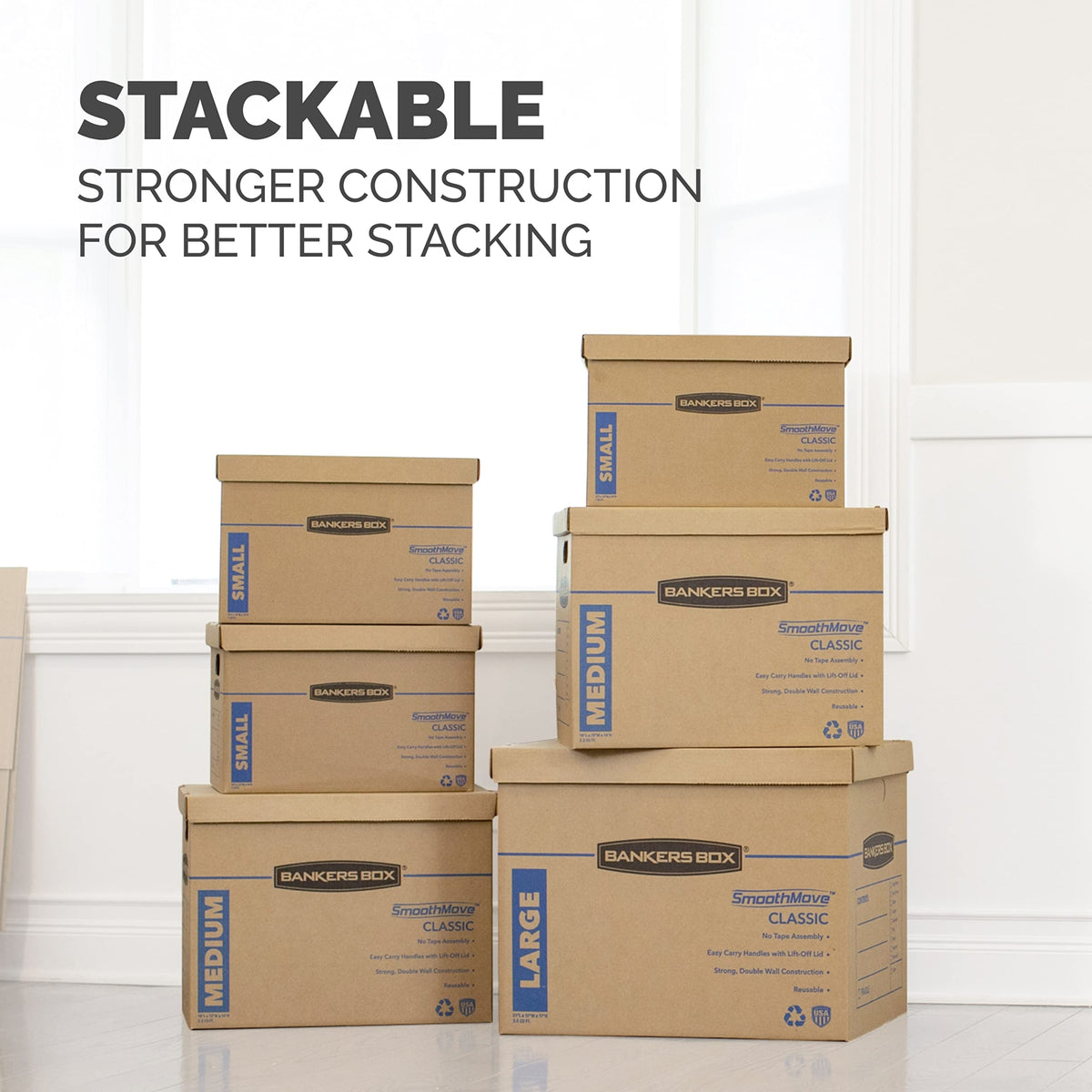 Bankers Box SmoothMove Moving Boxes with No-Tape Assembly, Lift -Off Lids And Easy-Carry Handles, 10" x 12" x 15", 10 Pack (7714219) 🍁 All In One Marketplace Canada
