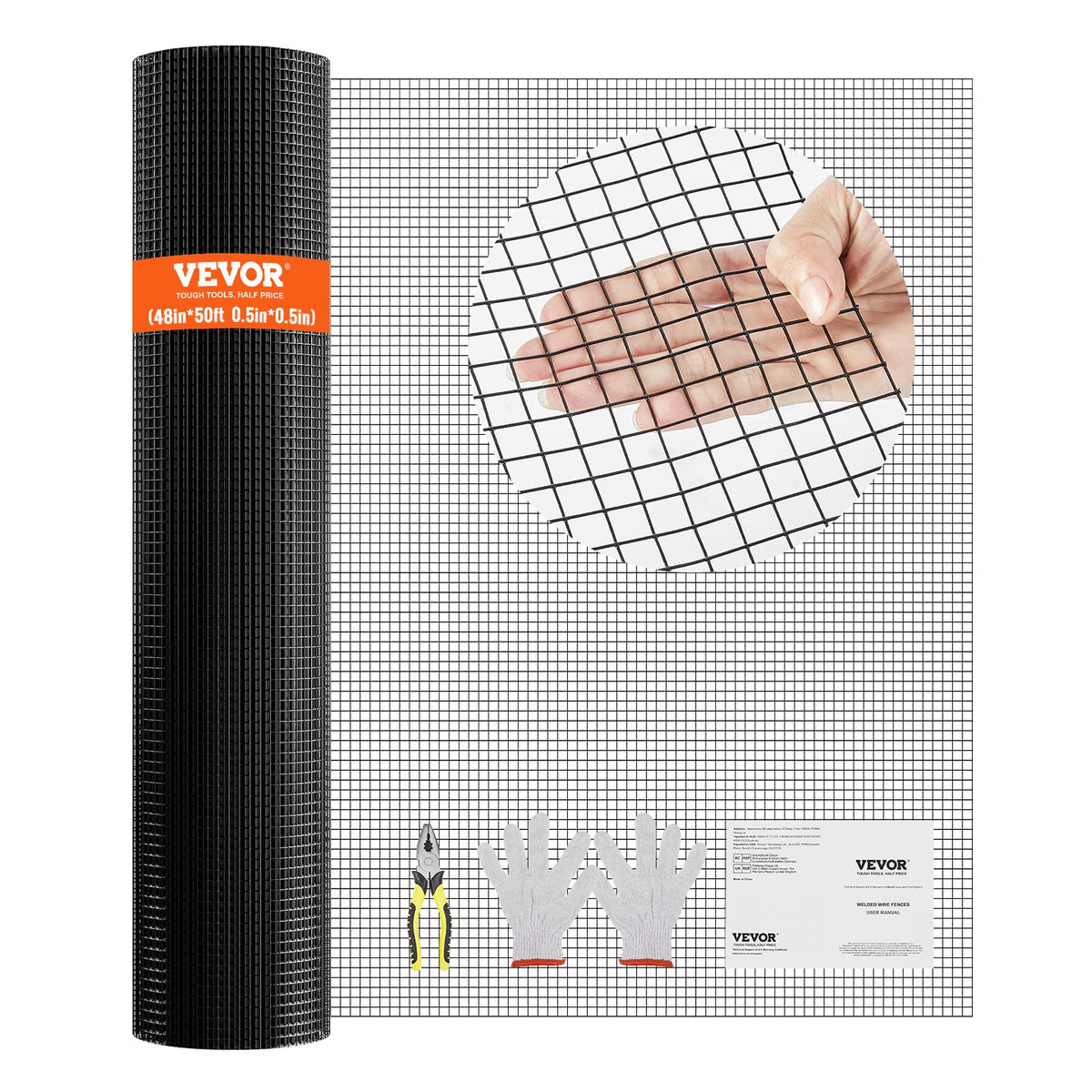 VEVOR Hardware Cloth, 48'' x 50' Galvanized Wire Mesh Roll, 19 Gauge Chicken Wire Fence Roll, Vinyl Coating Metal Wire Mesh for Chicken Coop Barrier, Rabbit Snake Fences, Poultry Enclosures 🍁 All In One Marketplace Canada