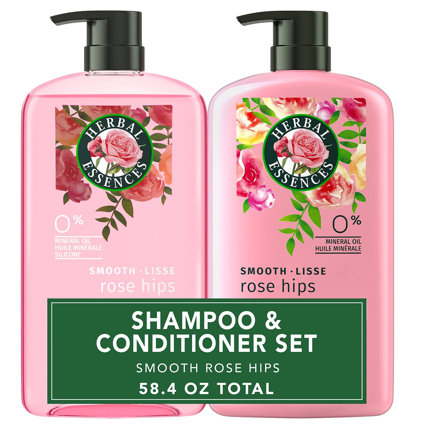 Herbal Essences Shampoo & Conditioner Set, Smooth Collection, Paraben-Free, Color-Safe, with Rose Hips & Vitamin E, 1.73 L Total (2 Count of 865 mL Each) 🍁 All In One Marketplace Canada