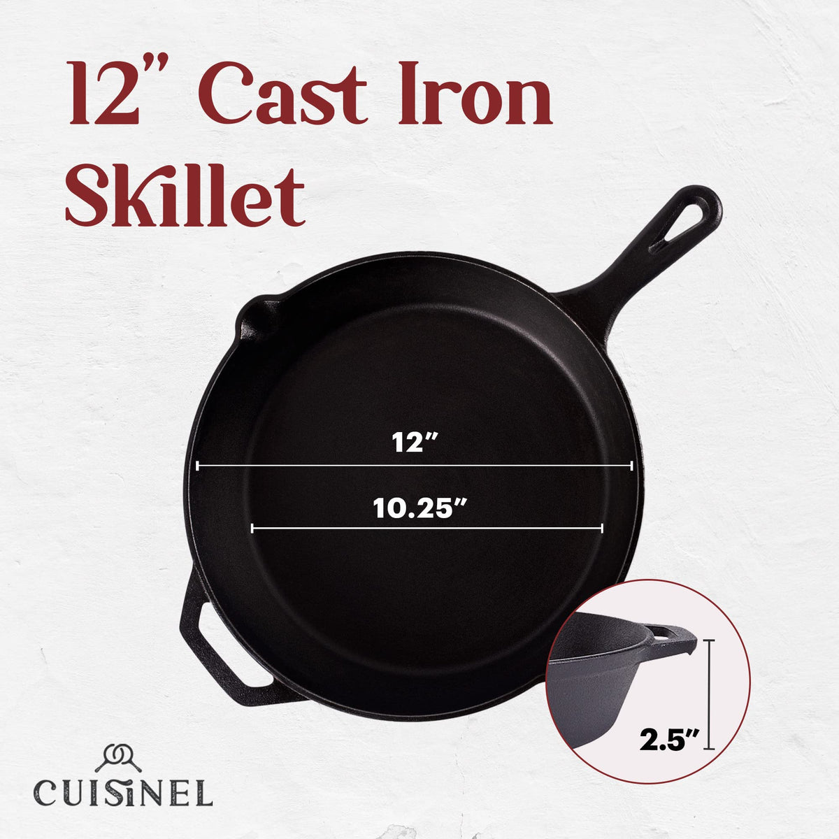 Cast Iron Skillet - 12"-Inch Frying Pan with Assist Handle and Pour Spots + Silicone Grip Cover - Pre-Seasoned Oven Safe Cookware - Indoor/Outdoor Use - Grill, Stovetop, Induction and Firepit Safe 🍁 All In One Marketplace Canada