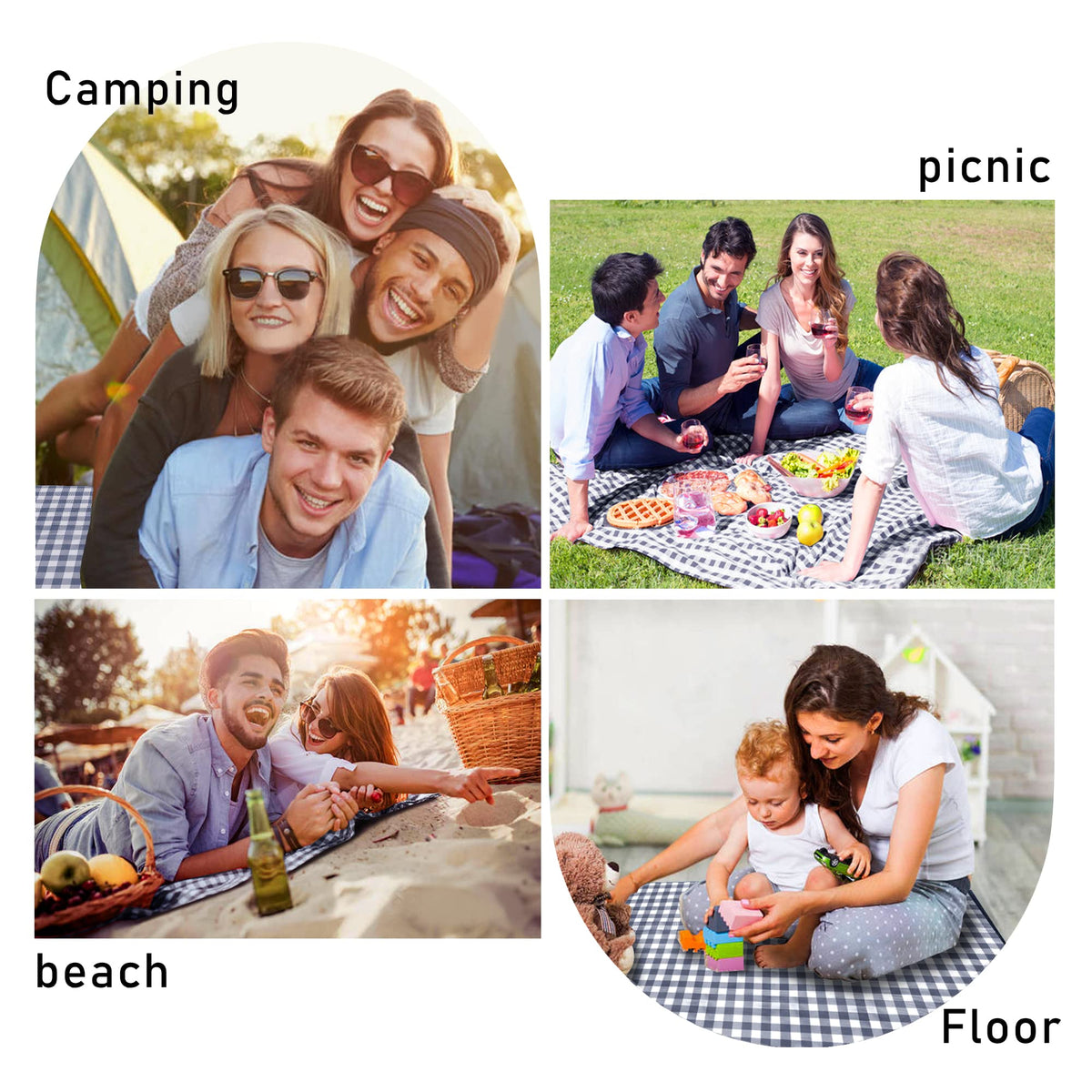 SAMSIER Large Outdoor Picnic Blankets Waterproof Foldable, Beach Blanket Sandproof Portable, Cute Picnic Mat Washable (Navy Blue, 60"×80") 🍁 All In One Marketplace Canada