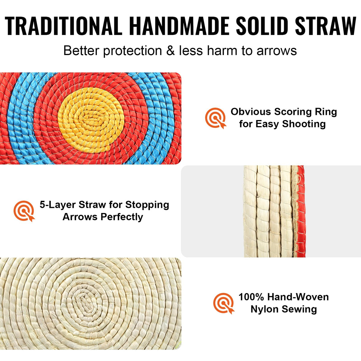 VEVOR Archery Target, 5 Layers 20" Arrow Target, Traditional Solid Straw Round Archery Target Shooting Bow, Hand-Made Arrows Target, Coloured Rope Target for Backyard Outdoor Hunting Shooting Practice 🍁 All In One Marketplace Canada