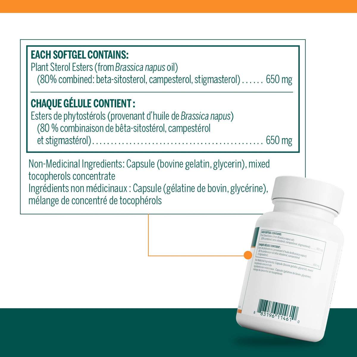 Genestra Brands Col-Sterol - Beta Sitosterol Plant Sterol Supplement - For Heart Health & Cholesterol Support - Herbal Supplement - Dairy Free & Gluten Free - 60 Softgel Capsules 🍁 All In One Marketplace Canada