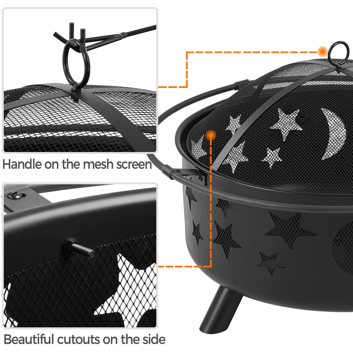 Yaheetech 30in Fire Pits with Poker & Spark Screen Deep Large Fire Bowl 🍁 All In One Marketplace Canada