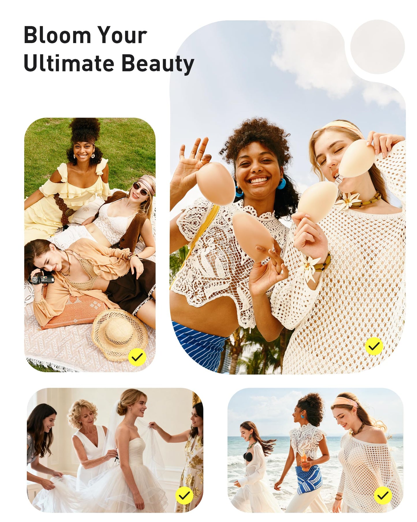 Niidor Adhesive Bra Strapless Sticky Invisible Push up Silicone Bra for Backless Dress with Nipple Covers Nude (B Cup) 🍁 All In One Marketplace Canada