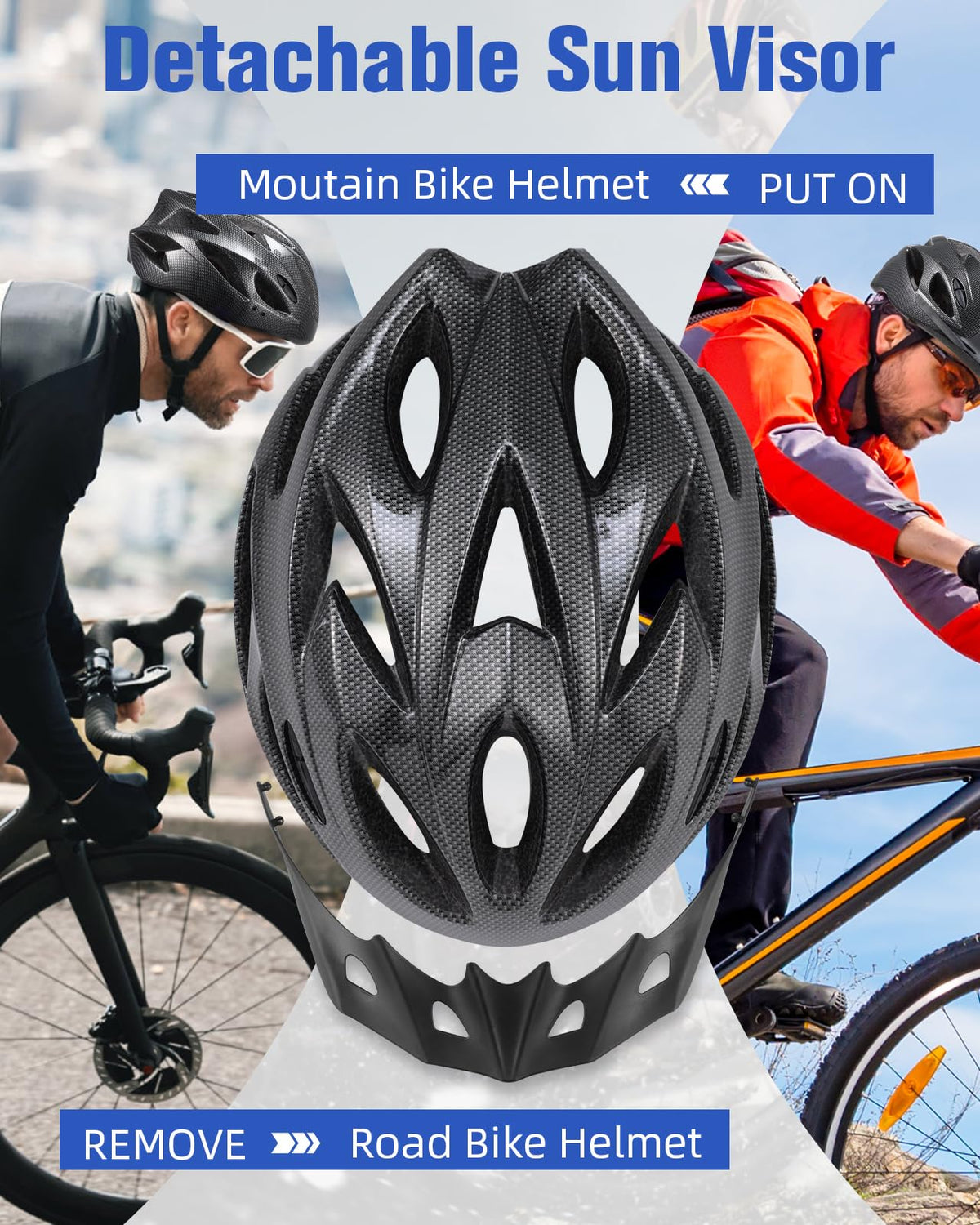 Zacro Bike Helmet Adult Men Women - CPSC Safety Certified Lightweight Bicycle Helmet with Detachable Sun Visor, Mountain Bike Helmet Suitable for Men Women Adults Youth 🍁 All In One Marketplace Canada