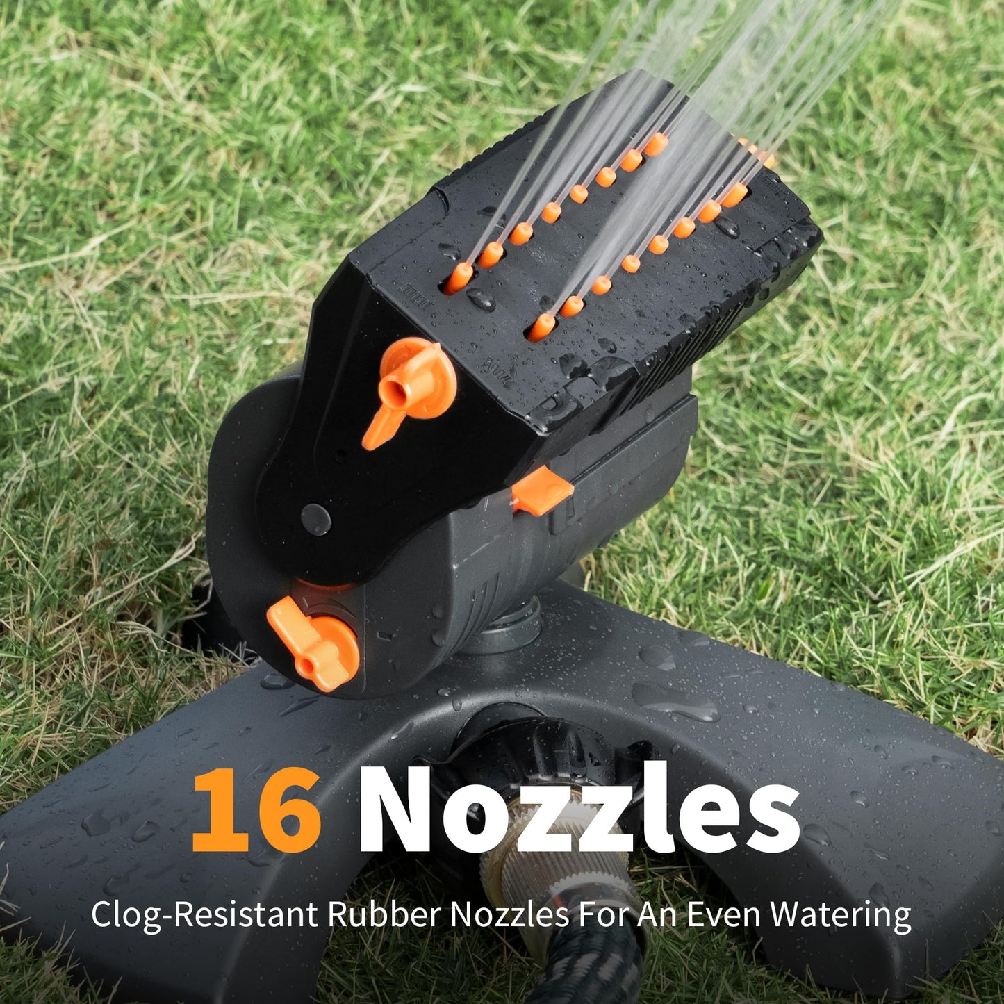 Diivoo Mini Turbo Oscillating Sprinkler, Garden Sprinkler with Large Base, Water Sprinkler for Yard, Adjustable Width, Range and Flow Rate, 16 Nozzles, Grey 🍁 All In One Marketplace Canada