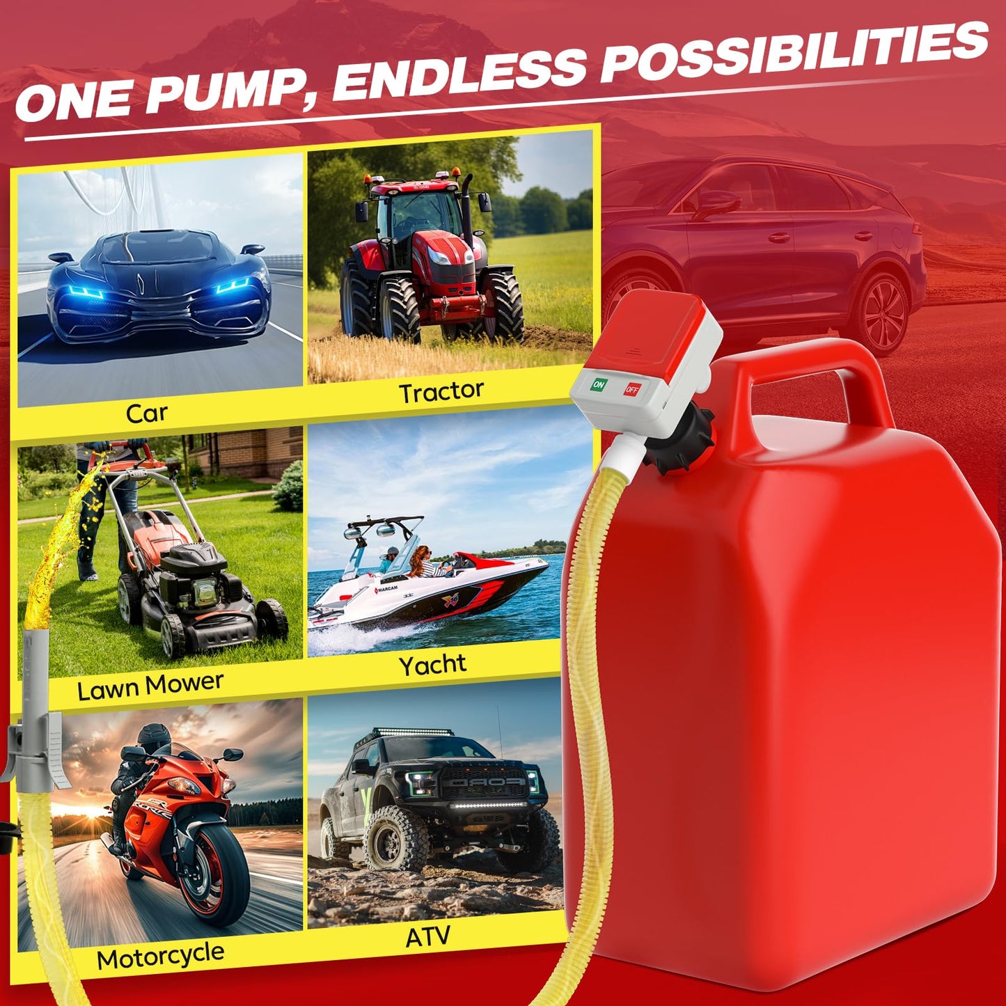 2026 Upgraded Electric Fuel Transfer Pump with Auto-Stop, 3.2 Gallon per Min, USB & Battery Powered, 51" Hose, 4 Gas & Jerry Can Adapters, Leak-Proof Gas Pump for Gasoline, Diesel and Kerosene 🍁 All In One Marketplace Canada