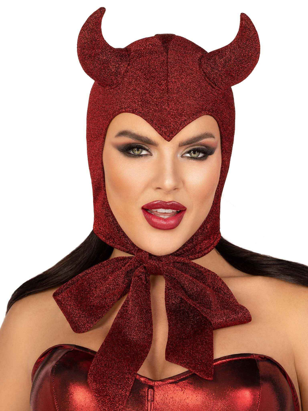 Leg Avenue Women’s Glitter Shimmer Vintage Devil Bonnet, Halloween Costume, RED, O/S, Red, One Size