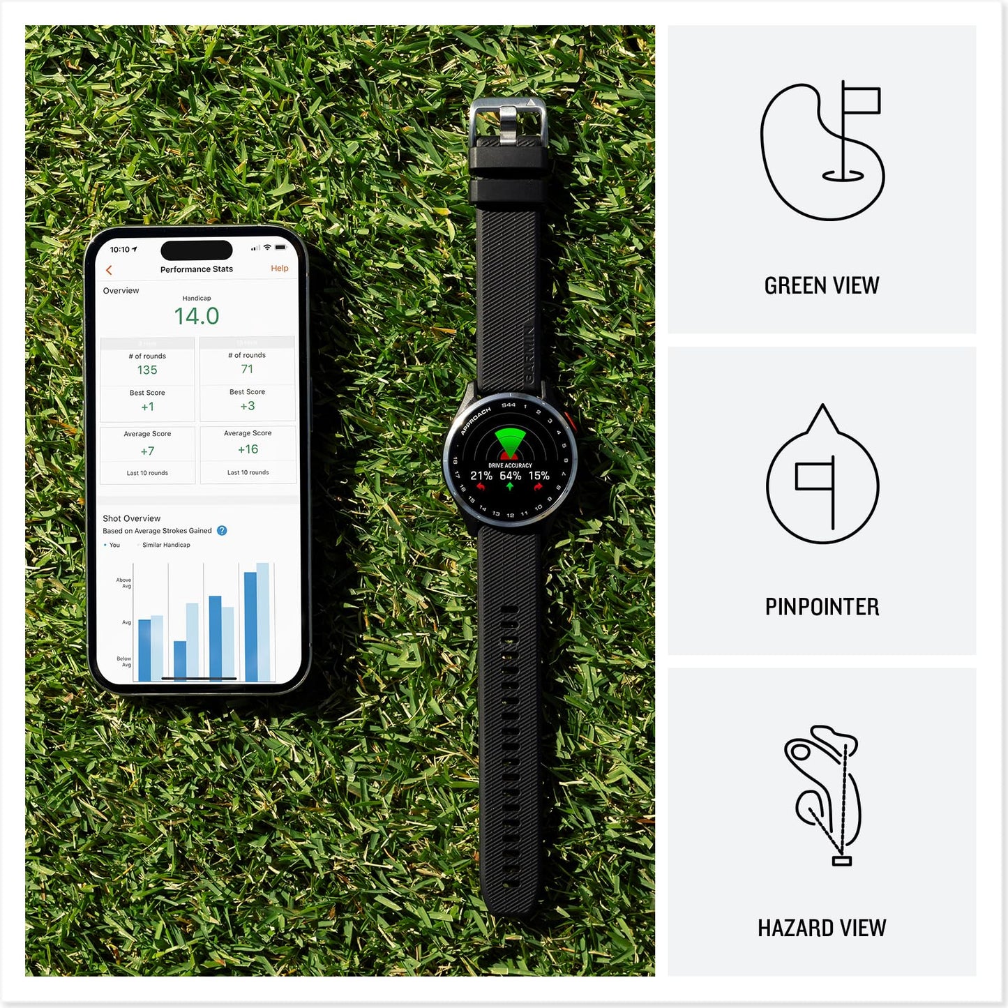 Garmin Approach S44, Essential Golf GPS Smartwatch, AMOLED Display, On-Course Features, Silver Aluminum Bezel with Black Silicone Band 🍁 All In One Marketplace Canada