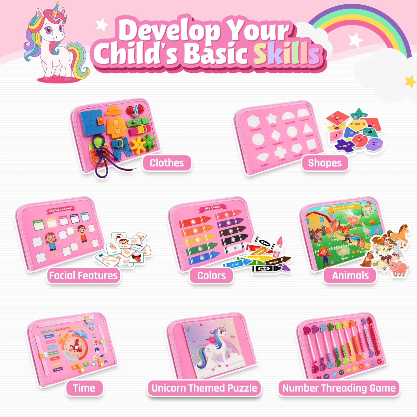 ZOOI Toddler Toys Busy Board - Montessori Toys for 1-5 Year Old Boy Girl Birthday Gifts for Kids, Sensory Toys Baby Essentials, Busy Book for Toddlers 1-5 Year Old, Airplane Activities Toys Gifts 🍁 All In One Marketplace Canada