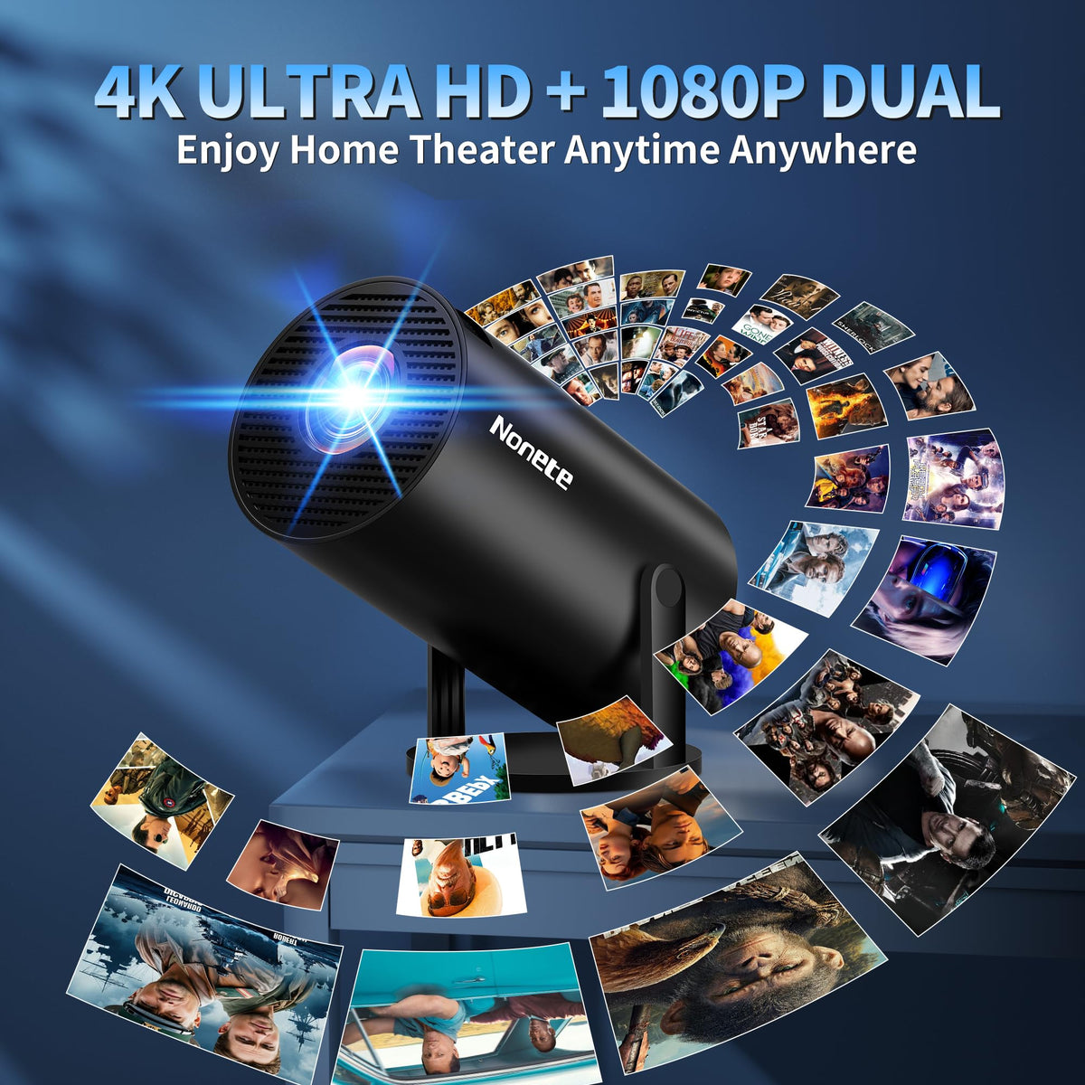 [2026 Upgraded] Mini Projector Support 4K 1080P FHD Auto Keystone 270° Rotatable with WiFi 6 and Bluetooth 5.2 Projector Portable Compatibile with HDMI/TV Stick/Memory Stick/Laptop,Black 🍁 All In One Marketplace Canada