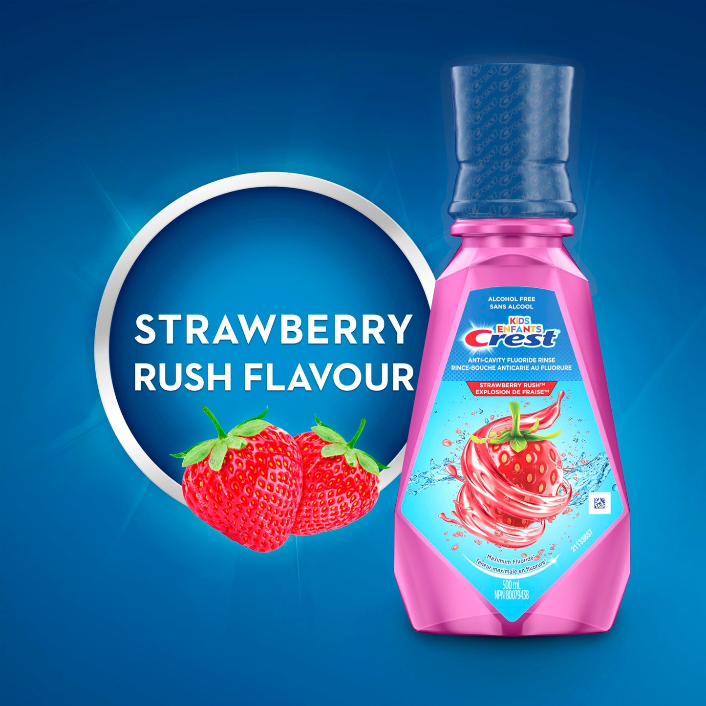 Crest Kid's Anticavity Fluoride Mouthwash, Strawberry Rush, Alcohol-Free Mouthwash for Kids 6+ to Protect Against Cavities, 4X500mL 🍁 All In One Marketplace Canada